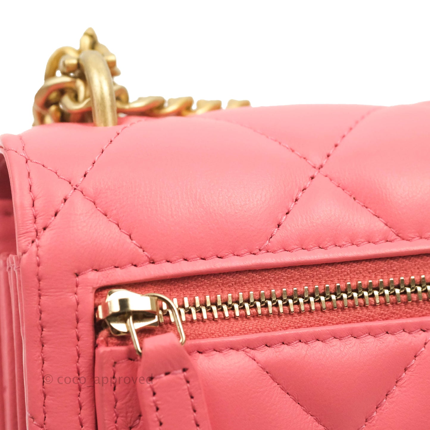 Chanel Clutch with Chain Pink Lambskin Enamel Gold Hardware