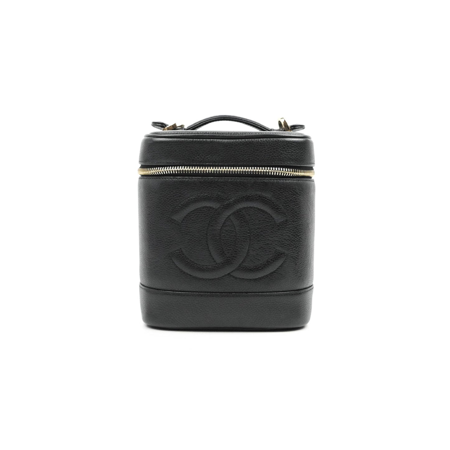 Chanel Vintage Vanity Case Black Caviar Gold Hardware