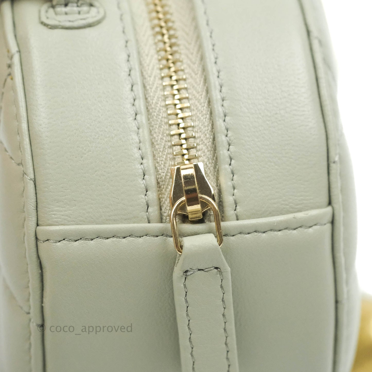 Chanel Quilted Round Pearl Crush Clutch With Chain Grey Lambskin Aged Gold Hardware