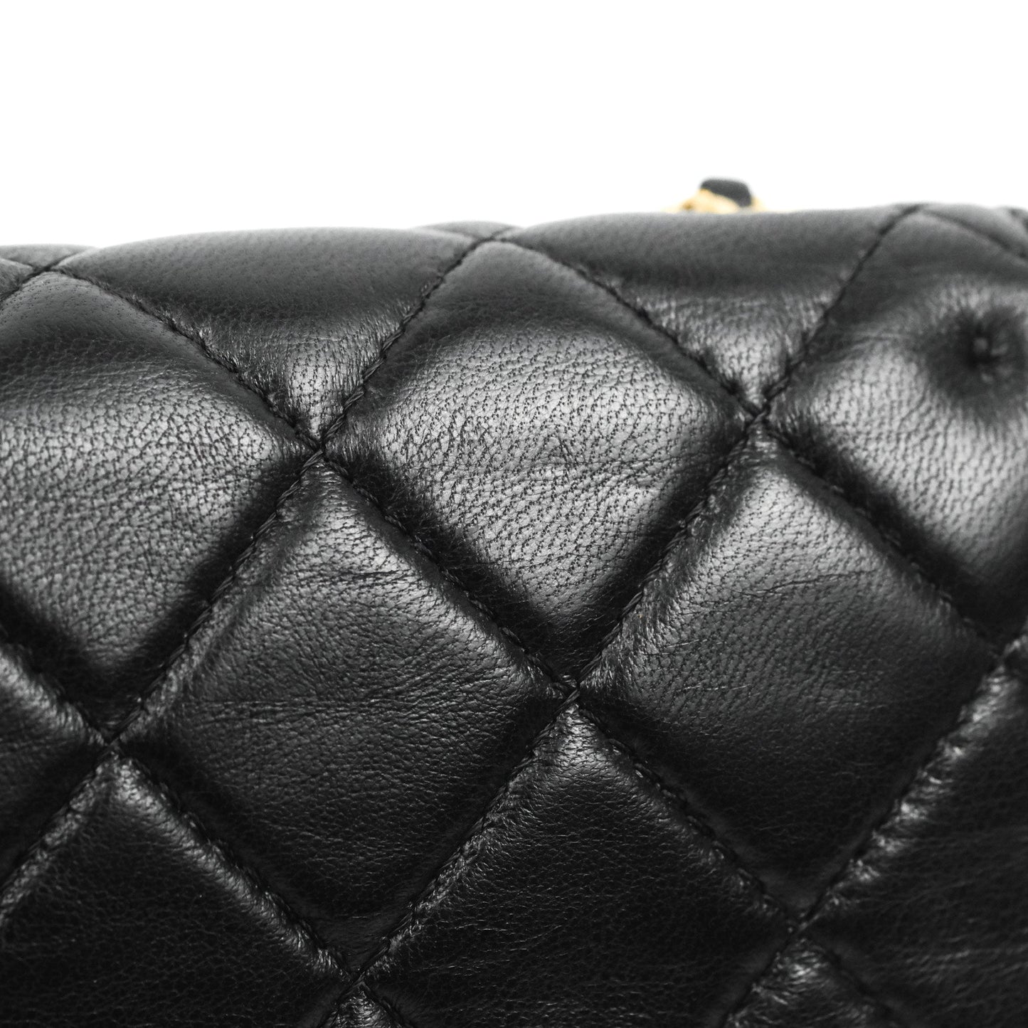 Chanel Flap Bag Black Lambskin Aged Gold Hardware