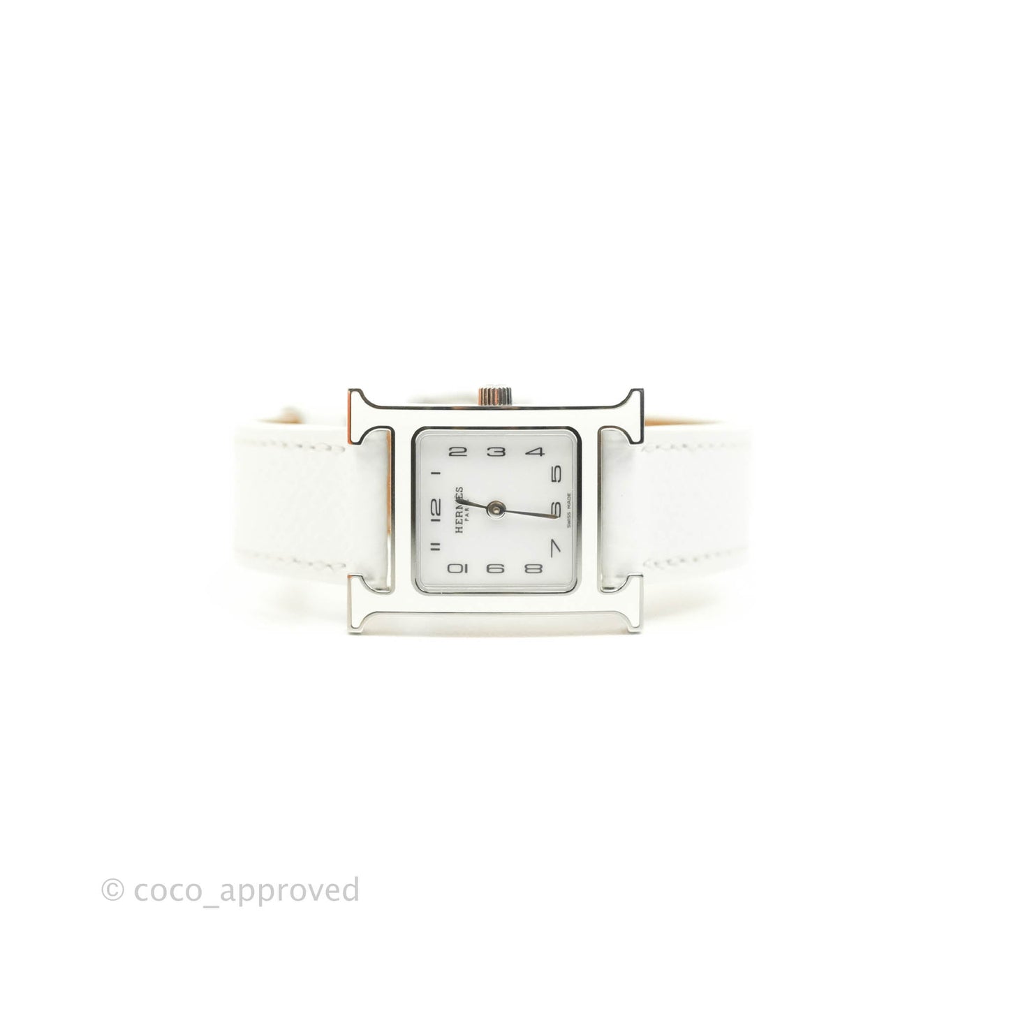 Hermès Heure H PM White Epsom Strap