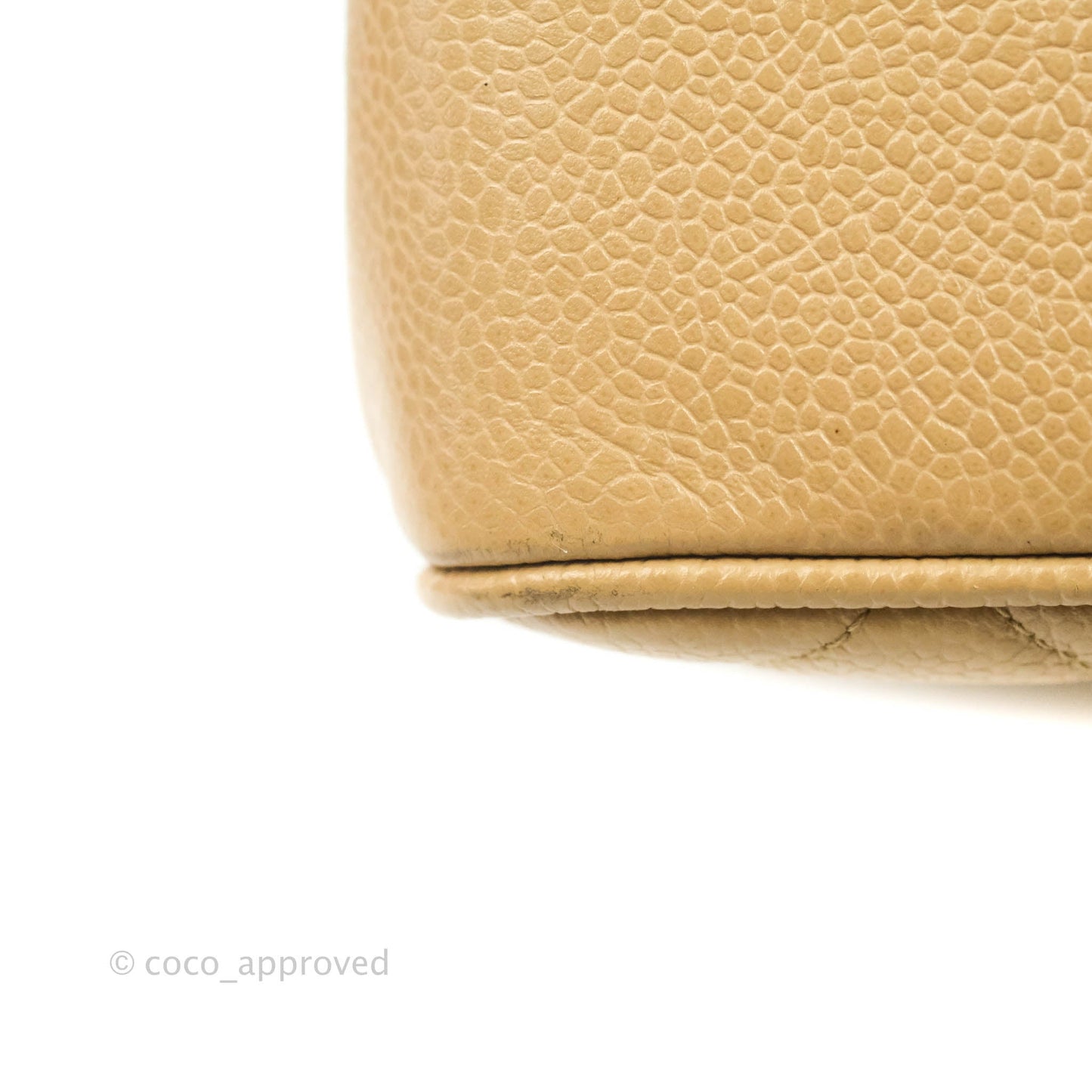 Chanel Vintage CC Quilted Tote Dark Beige Caviar 24K Gold Hardware