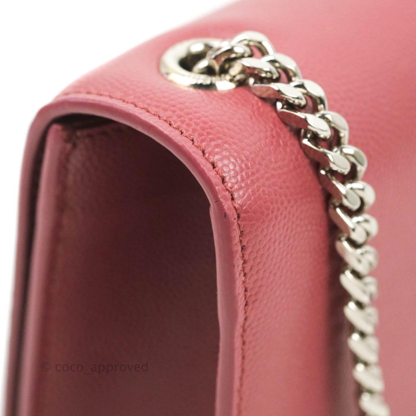 Saint Laurent New Small Classic Monogram Kate Chain Bag Mystic Rose Grained Calfskin Silver Hardware