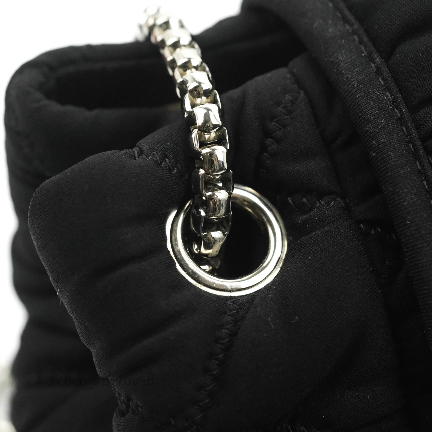 Chanel Black Jersey Bubble Quilt Accordion Flap Bag Silver Hardware