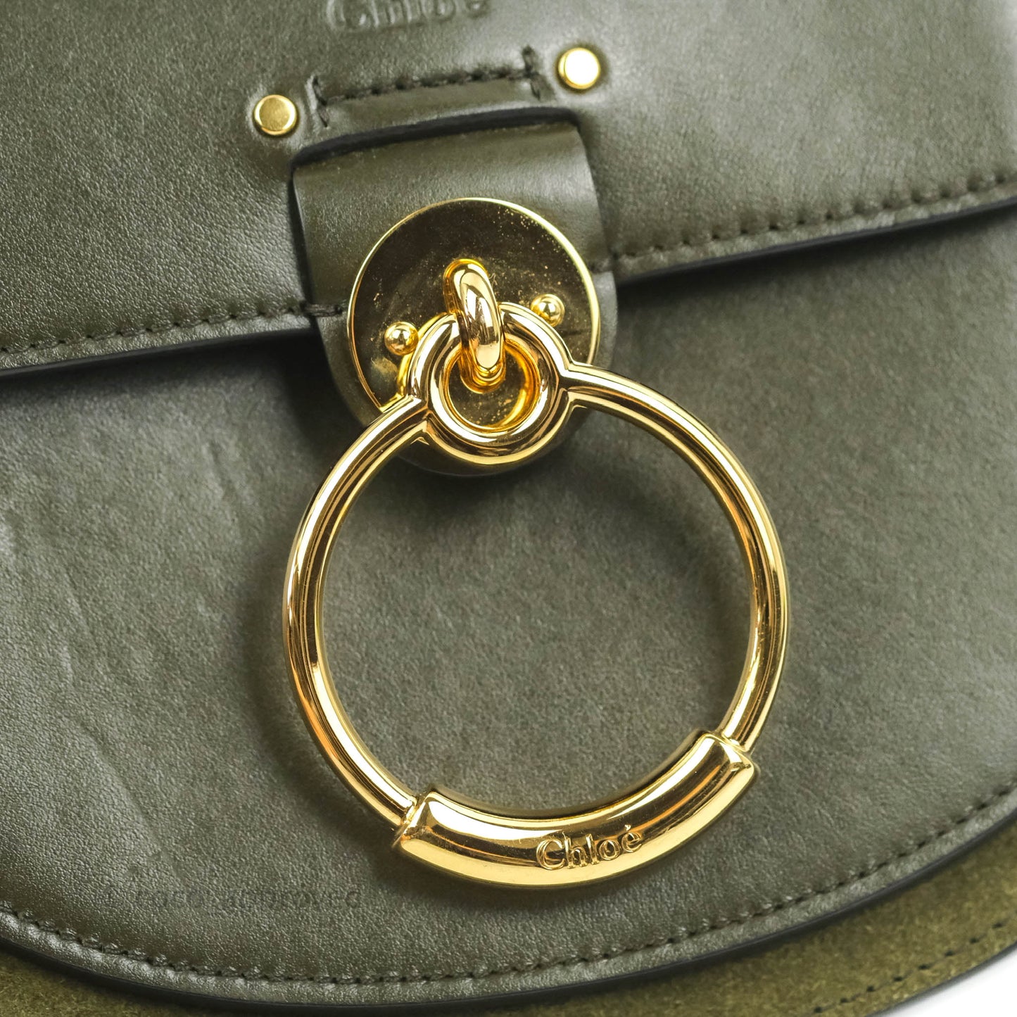 Chloé Small Tess Bag Dark Green Calfskin Suede