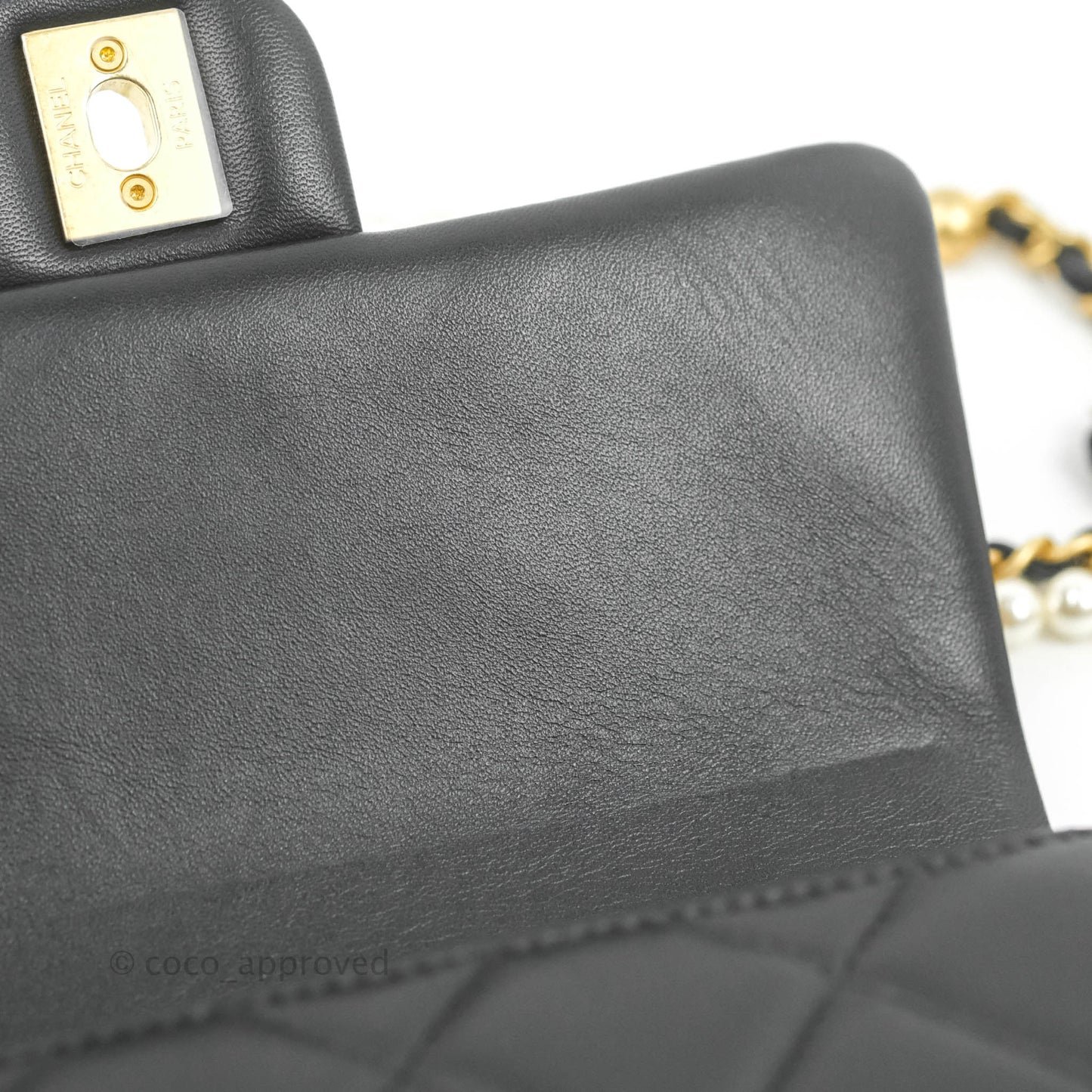 Chanel Quilted My Perfect Mini With Pearl Black Lambskin Gold Hardware