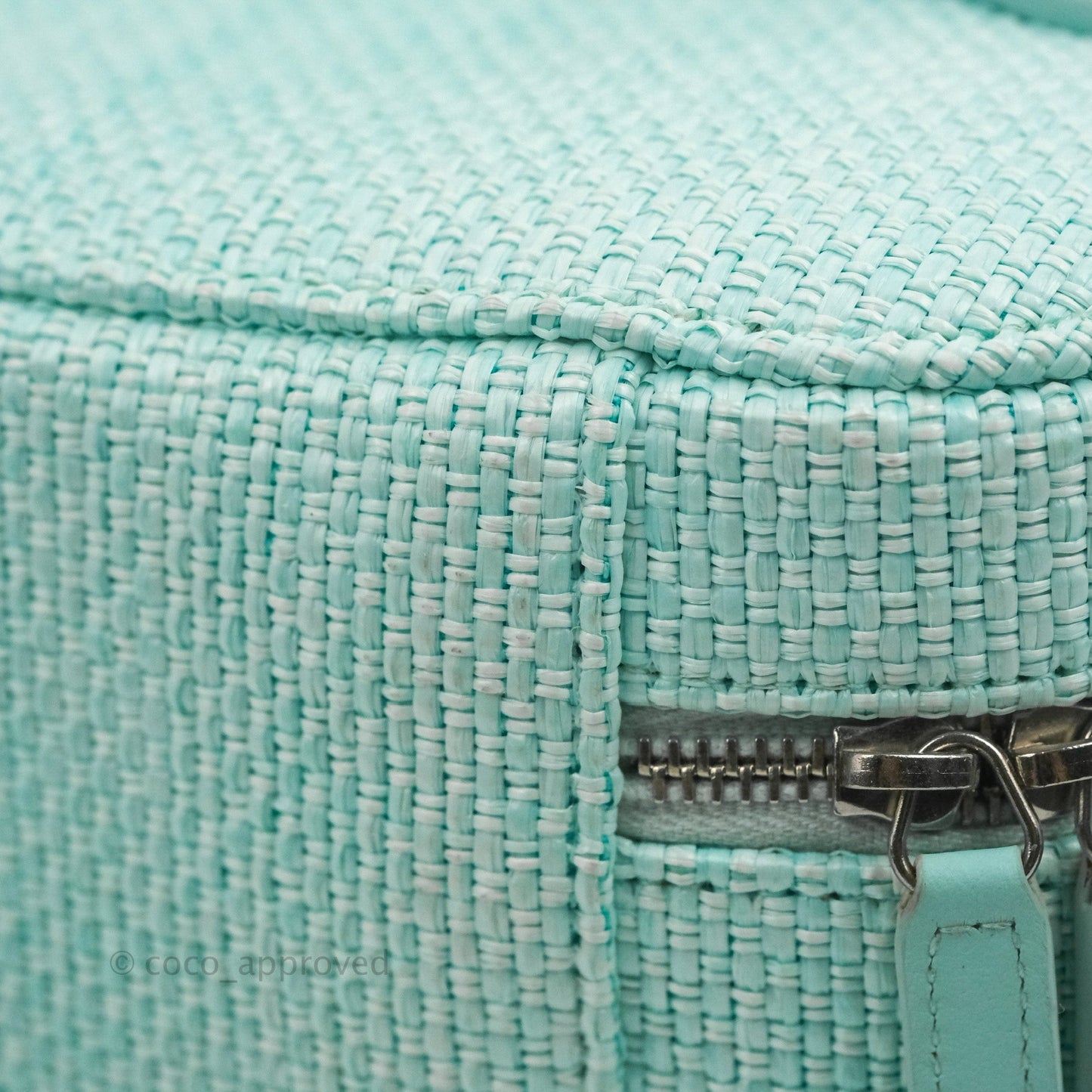 Chanel Deauville Vanity Pouch Mint Raffia Calfskin