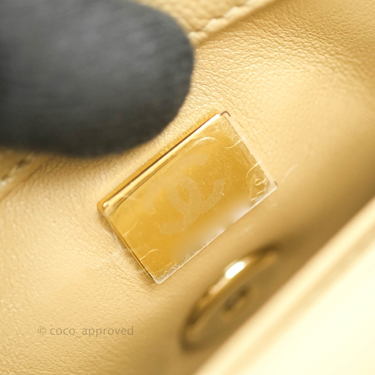 Chanel Mini Beige Coco Handle Quilted Caviar Gold Hardware Embossed Lizard Handle 21A