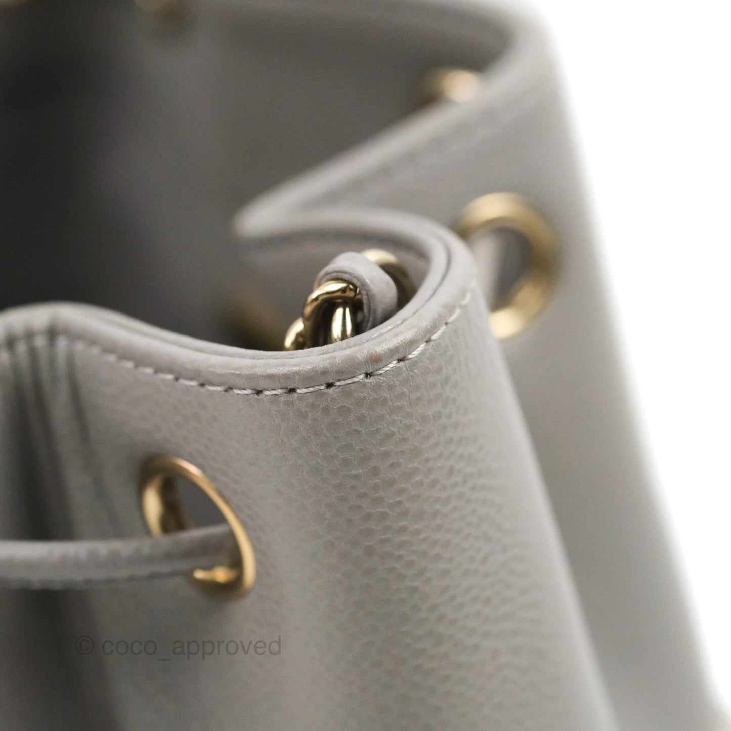 Chanel Business Affinity Drawstring Bucket Bag Grey Caviar Gold Hardware