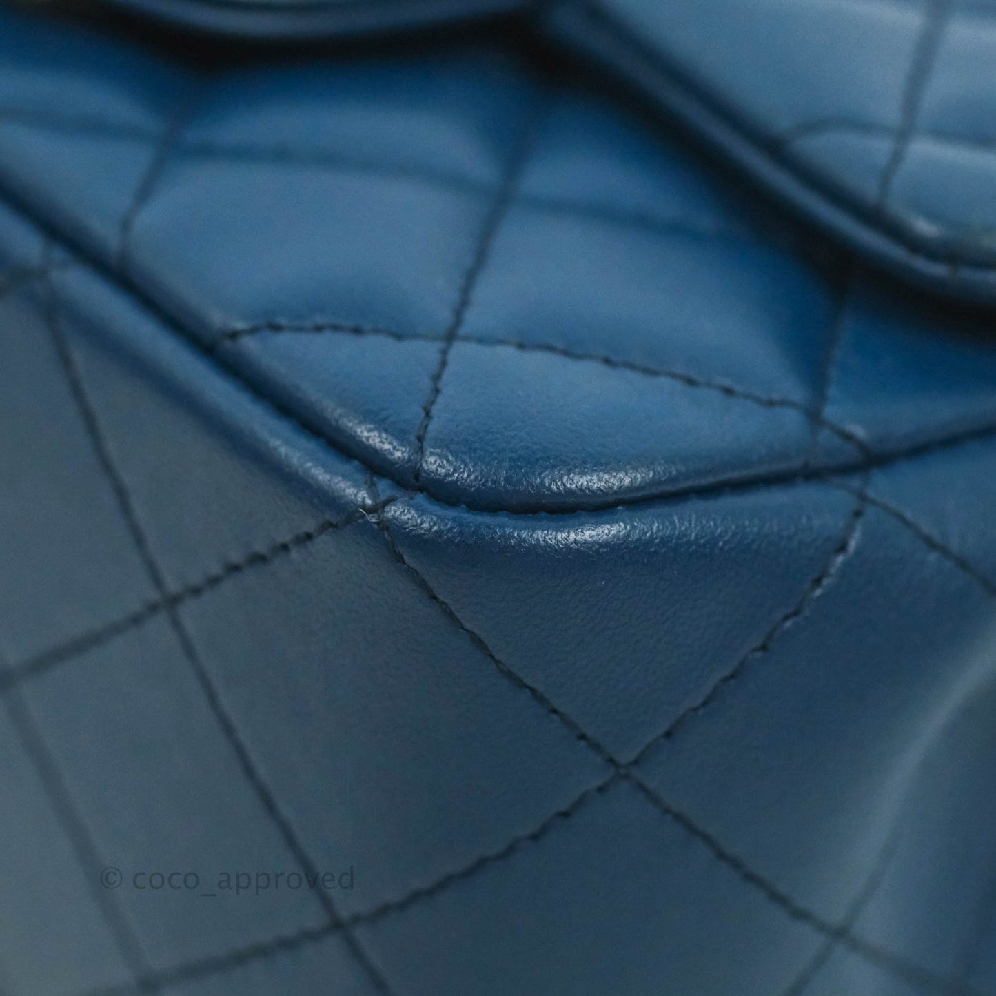 Chanel Quilted Mini Square Blue Lambskin Gold Hardware