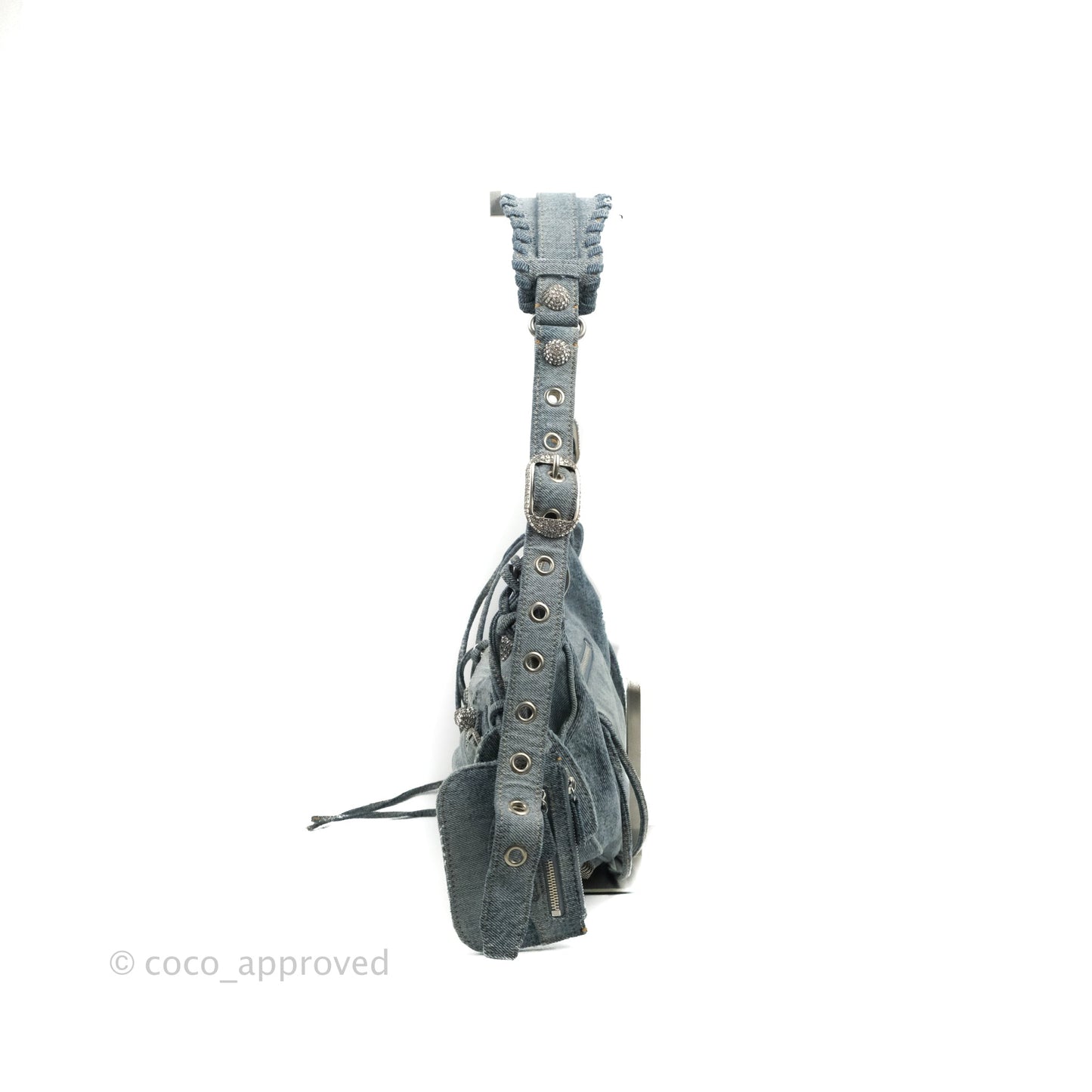 Balenciaga Le Cagole Small Embellished Denim Shoulder Bag
