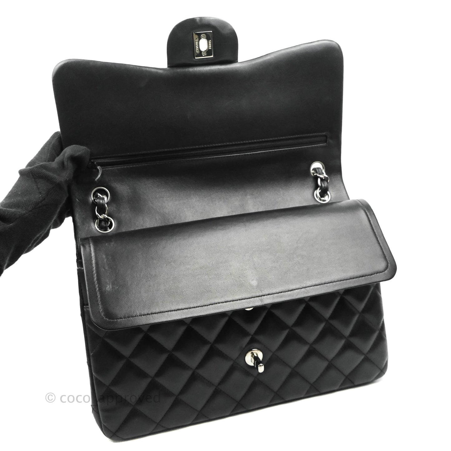 Chanel Jumbo Double Flap Black Lambskin Silver Hardware⁣⁣