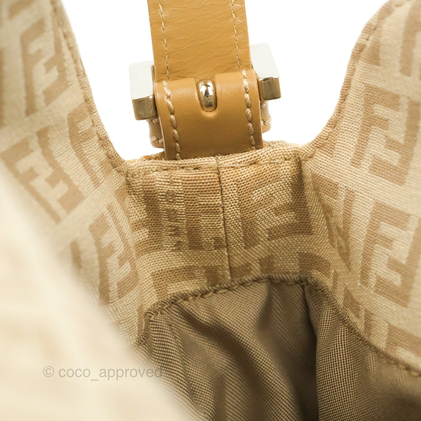 Fendi Vintage Baguette Shoulder Bag Beige Zucchino Canvas