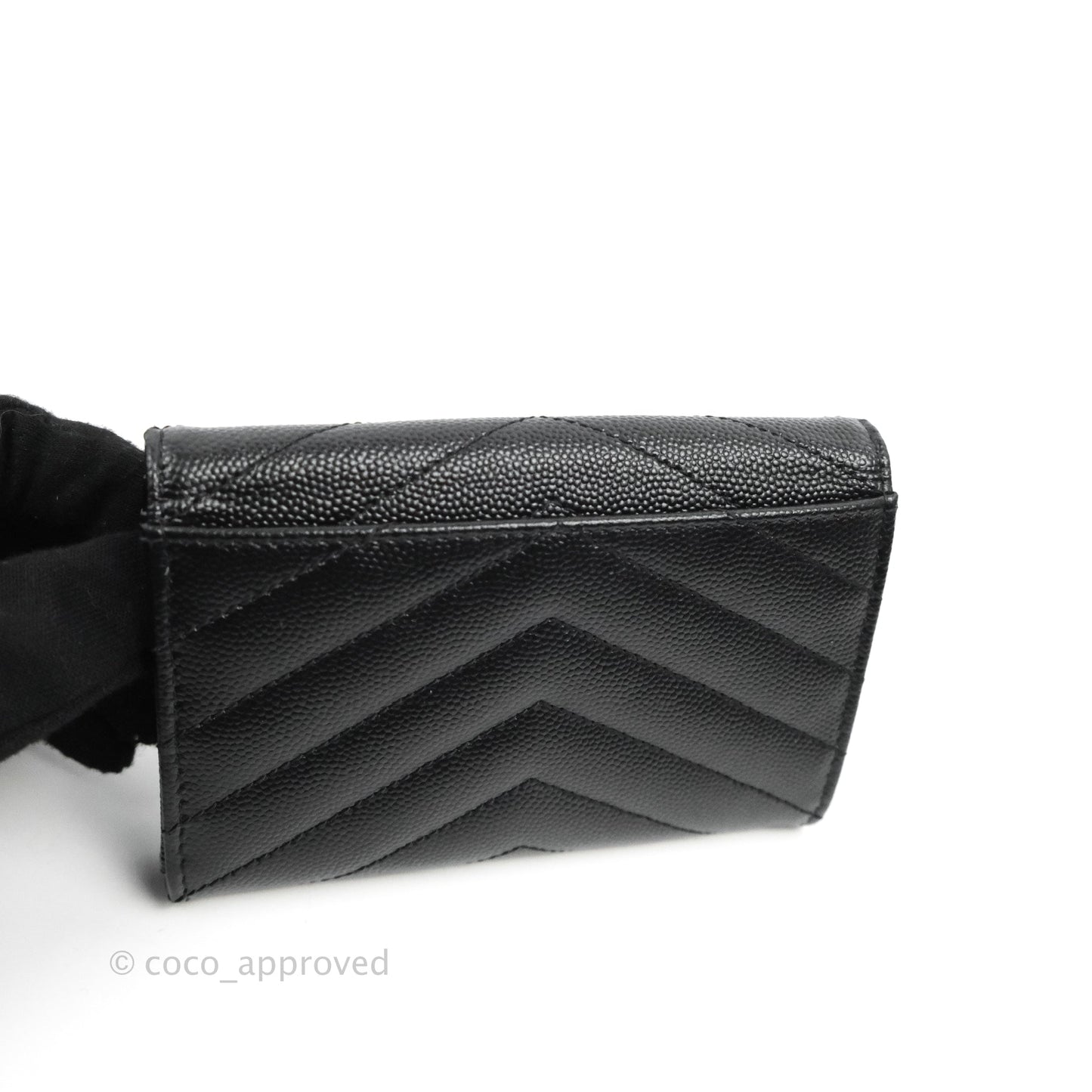 Saint Laurent Monogramme Envelope Wallet Black Grained Calfskin Gold Hardware