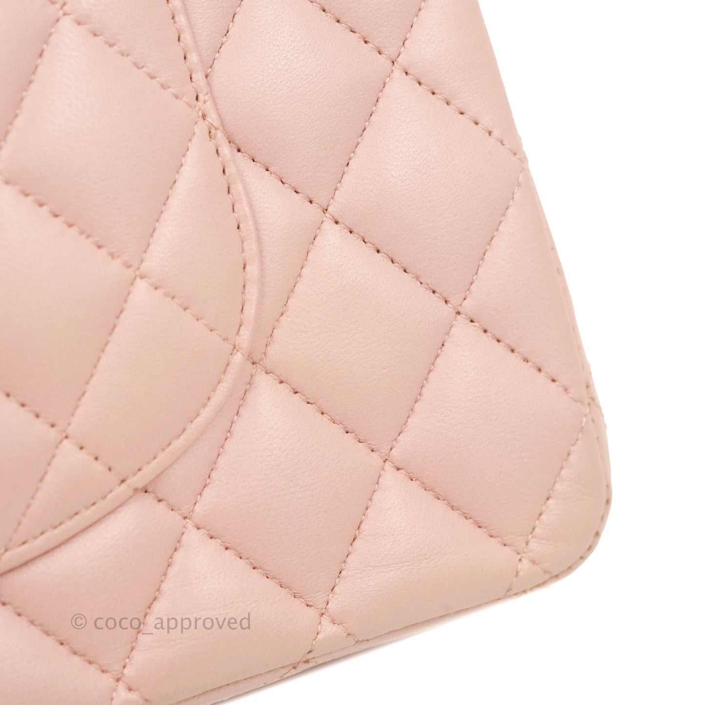 Chanel Classic M/L Medium Flap Quilted Light Pink Lambskin Matte Gold Hardware