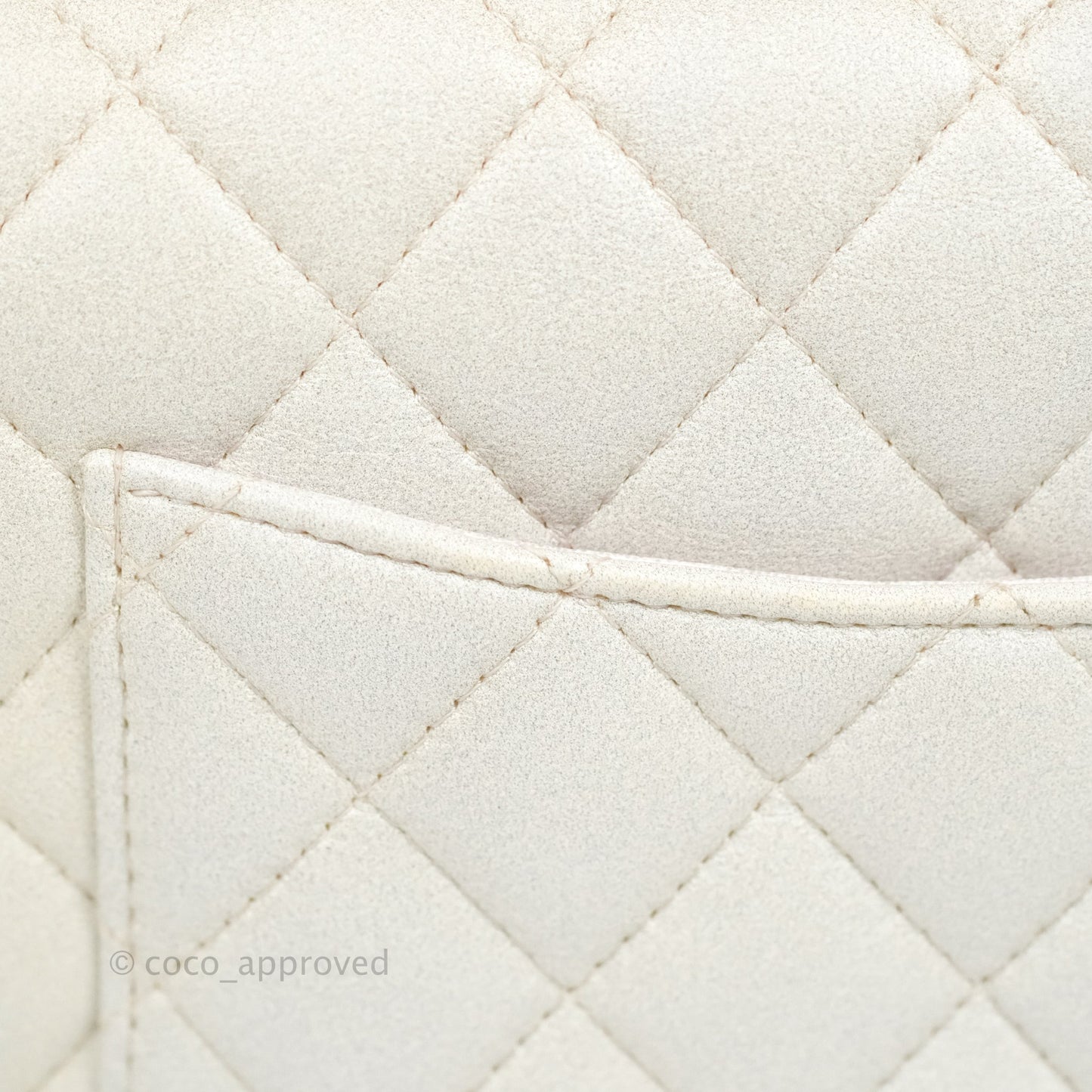 Chanel Top Handle Mini Rectangular Flap Bag Iridescent White Lambskin Aged Gold Hardware
