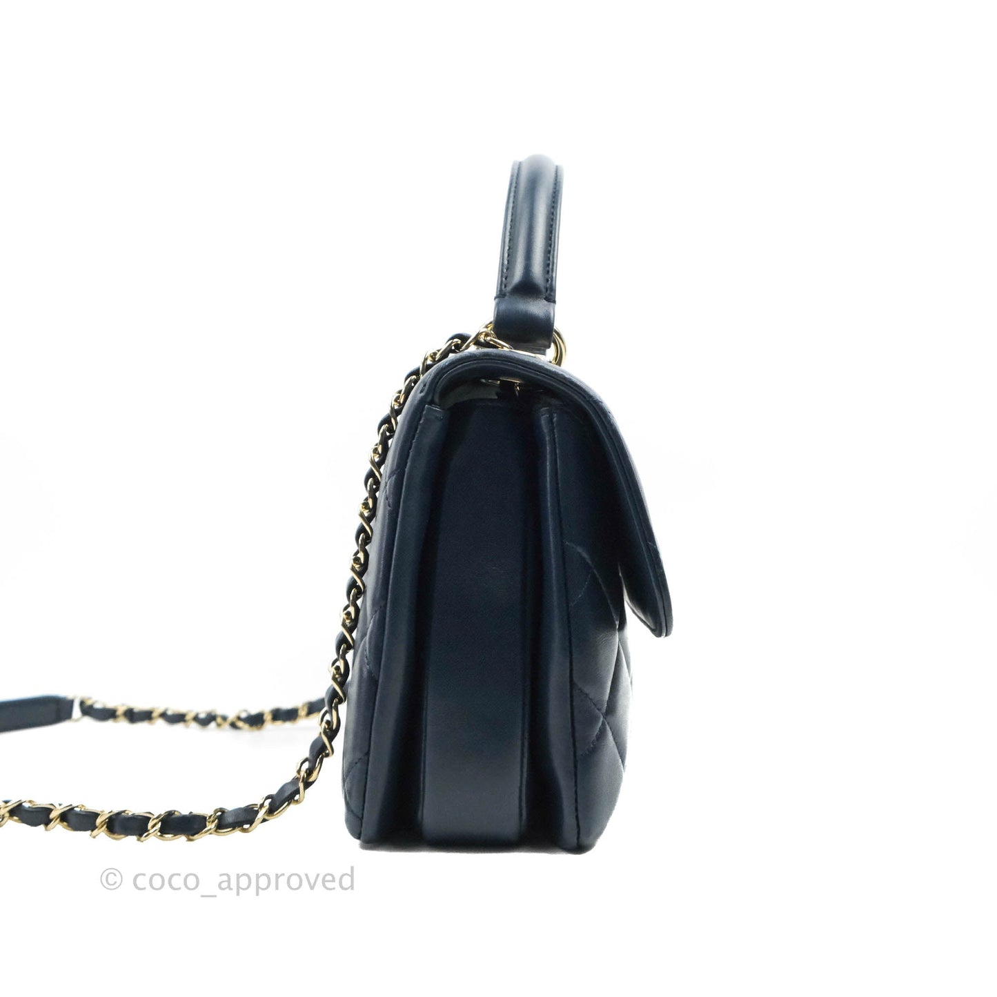 Chanel Small Trendy CC Navy Lambskin Gold Hardware