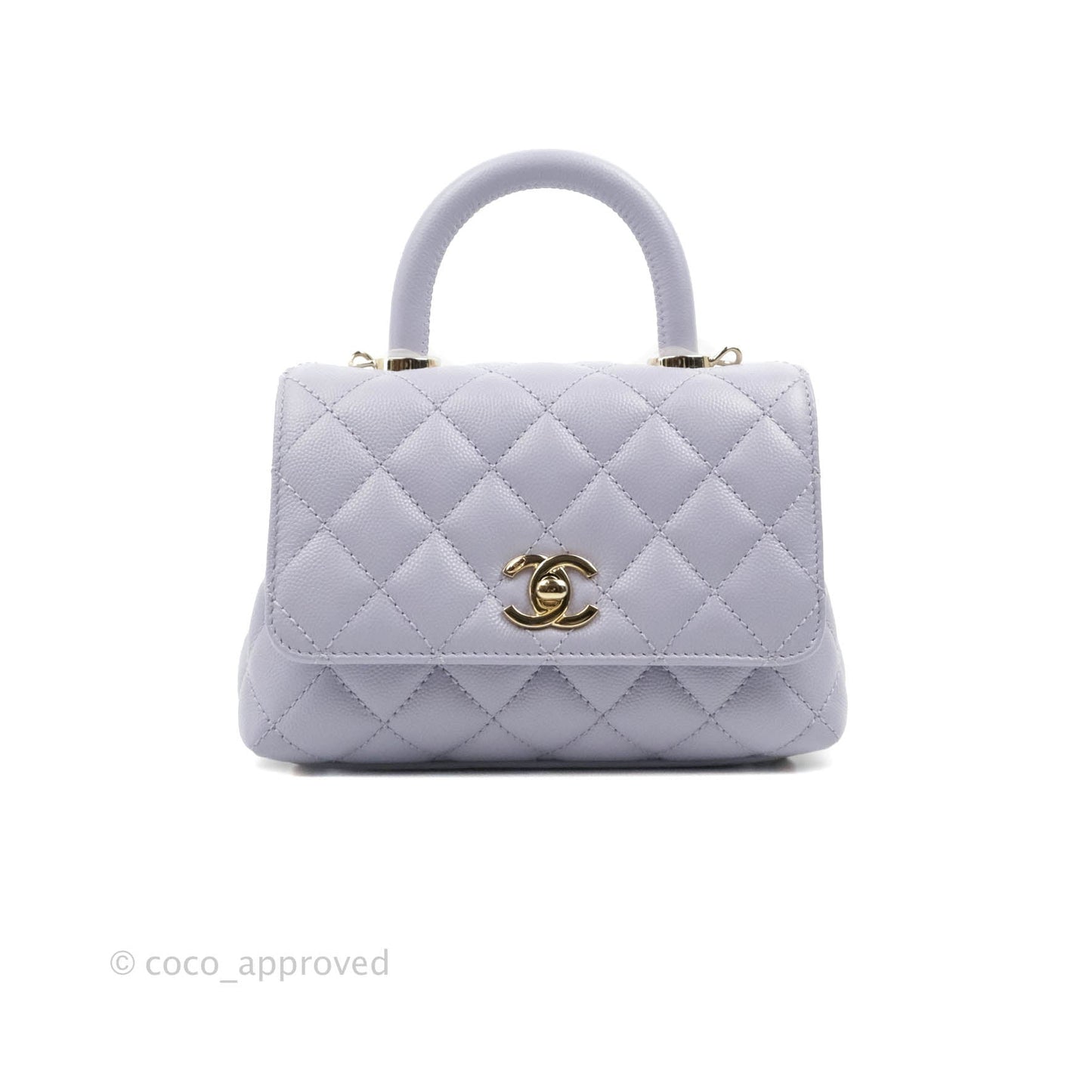 Chanel Mini Coco Handle Quilted Lilac Caviar Gold Hardware