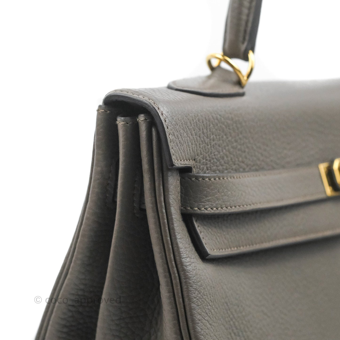 Hermès Kelly 35 Retourne Etain Clemence Gold Hardware