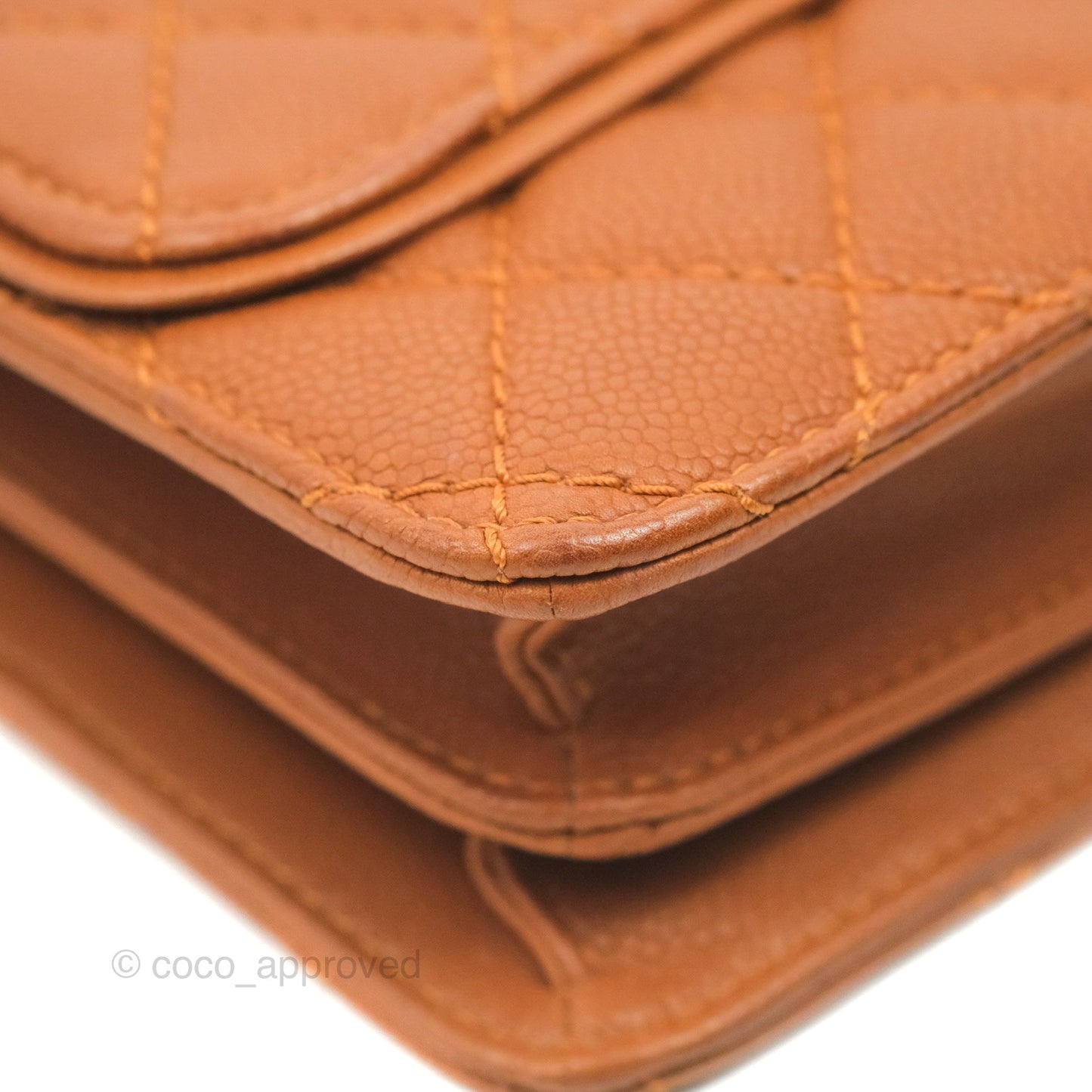 Chanel Flap Bag Quilted Caramel Brown Caviar Ruthenium Hardware