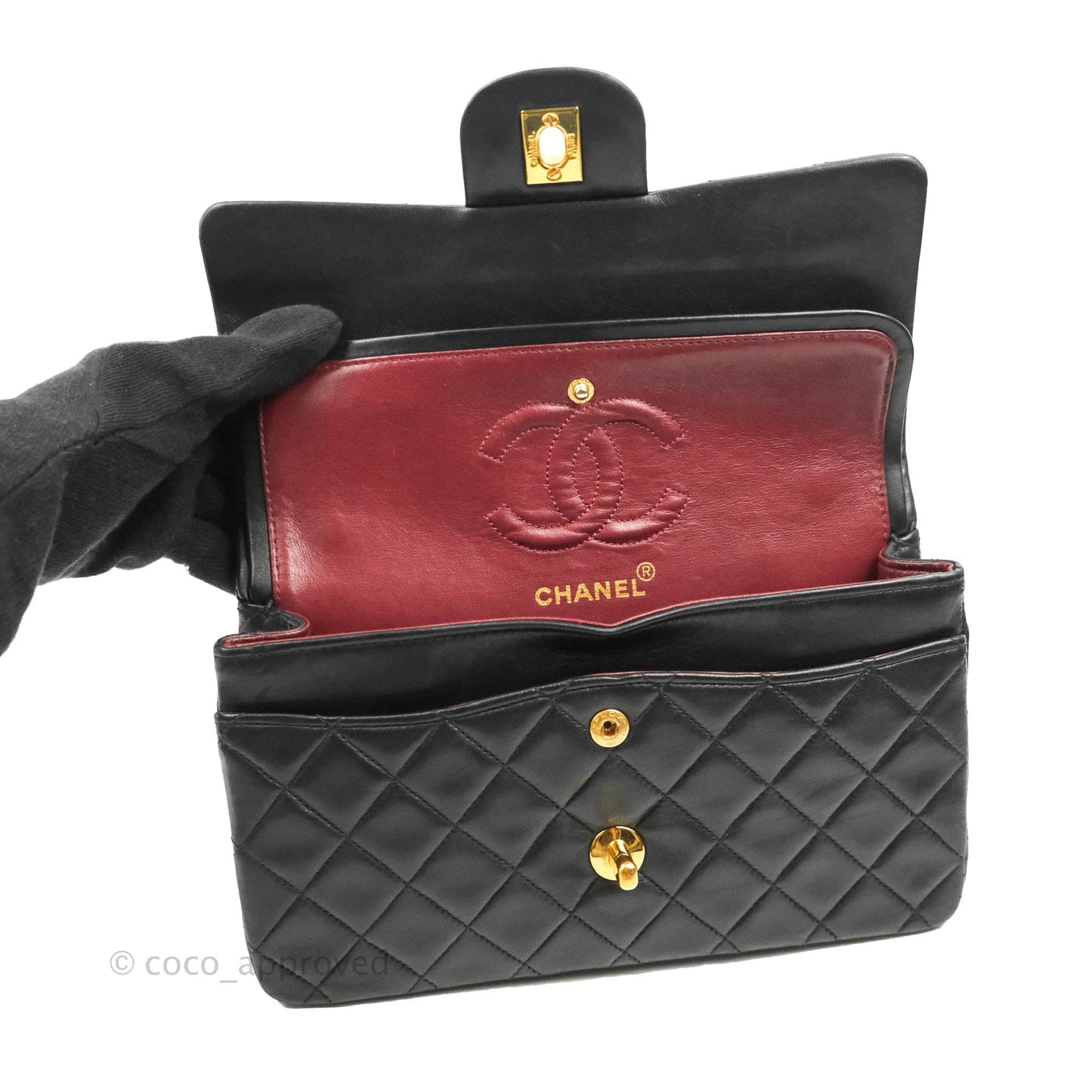 Chanel Classic Vintage Small S/M Flap Black Lambskin 24K Gold Hardware