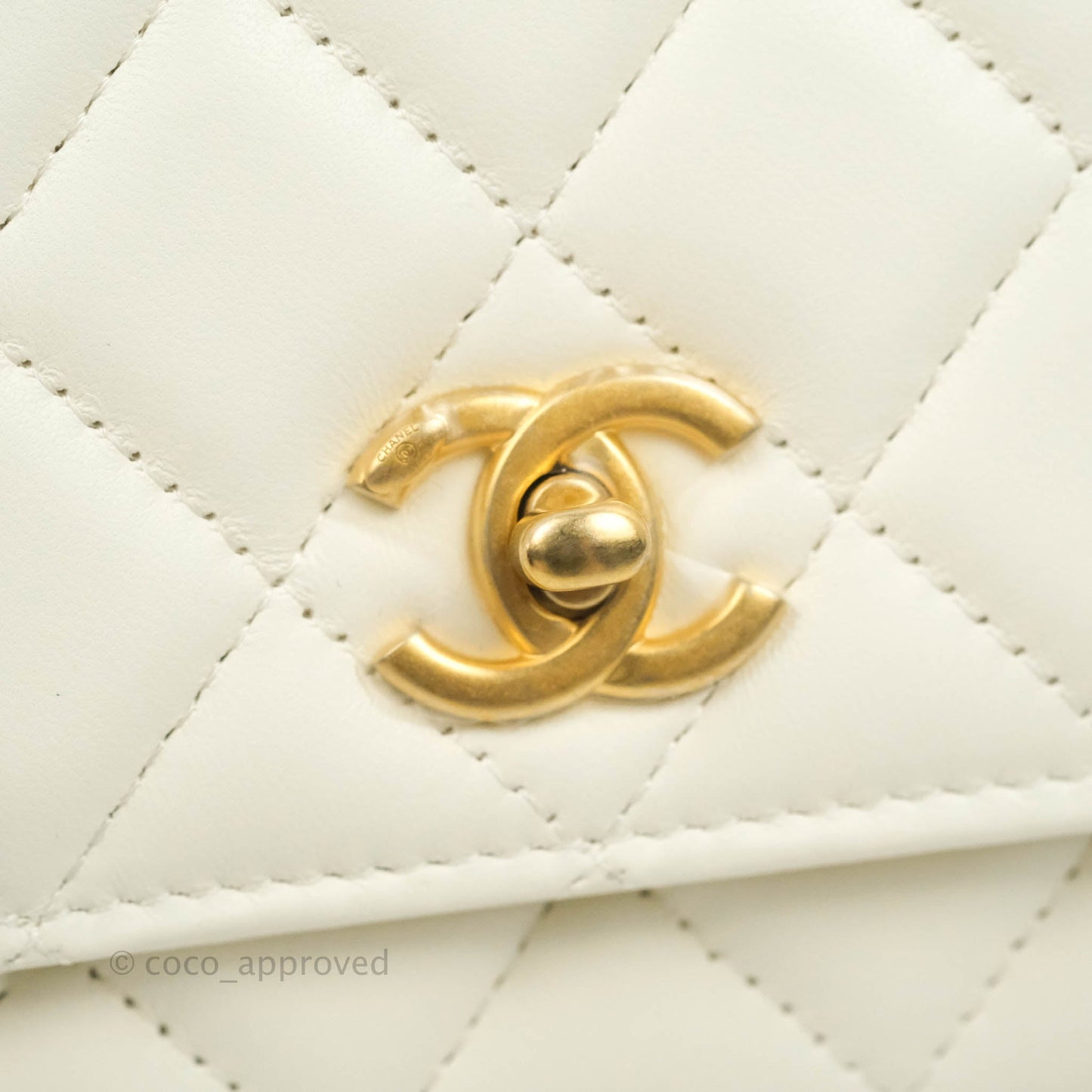 Chanel Quilted Pearl Crush Wallet on Chain WOC White Lambskin Aged Gold Hardware