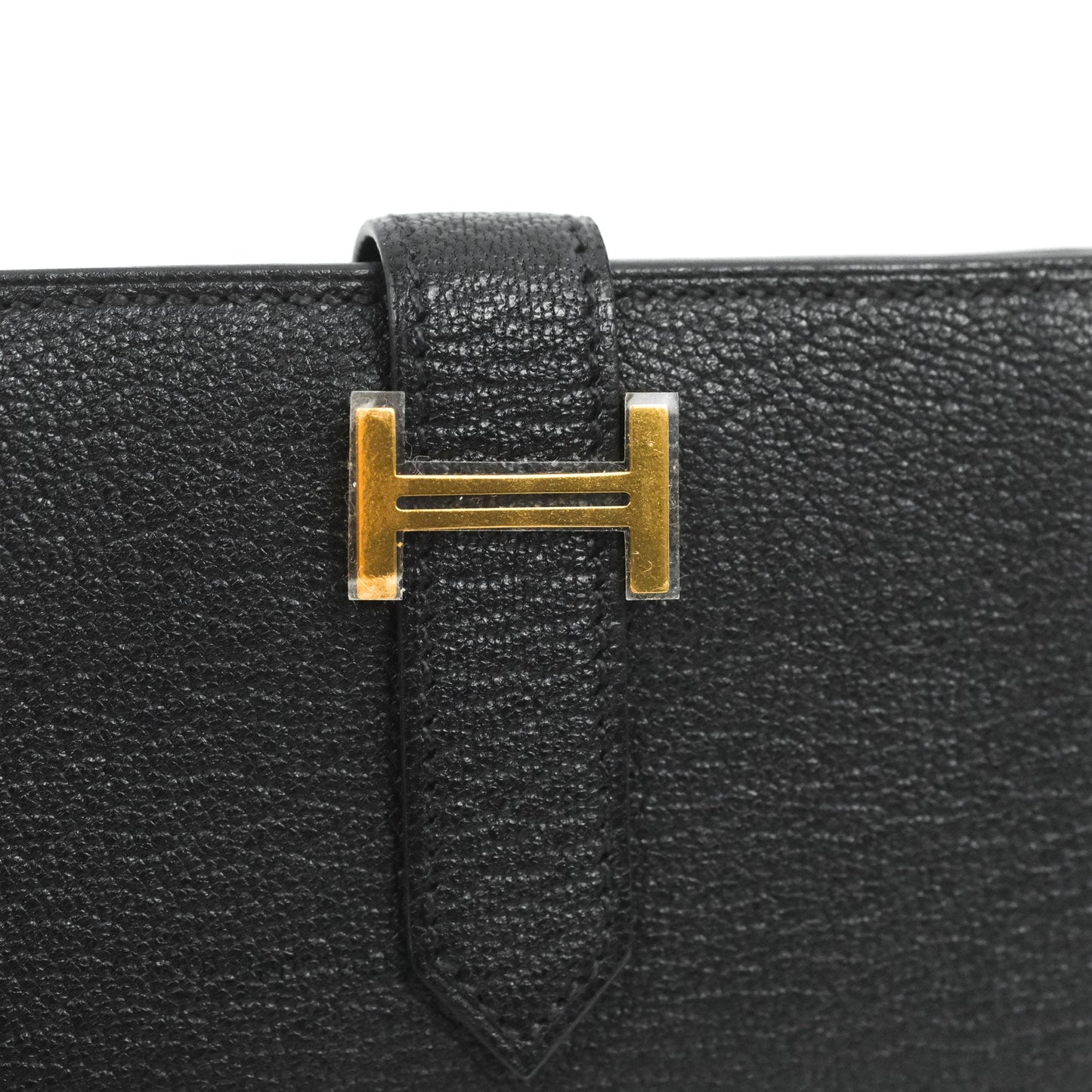 Hermes Bearn Mini Wallet Mysore Black Gold Hardware