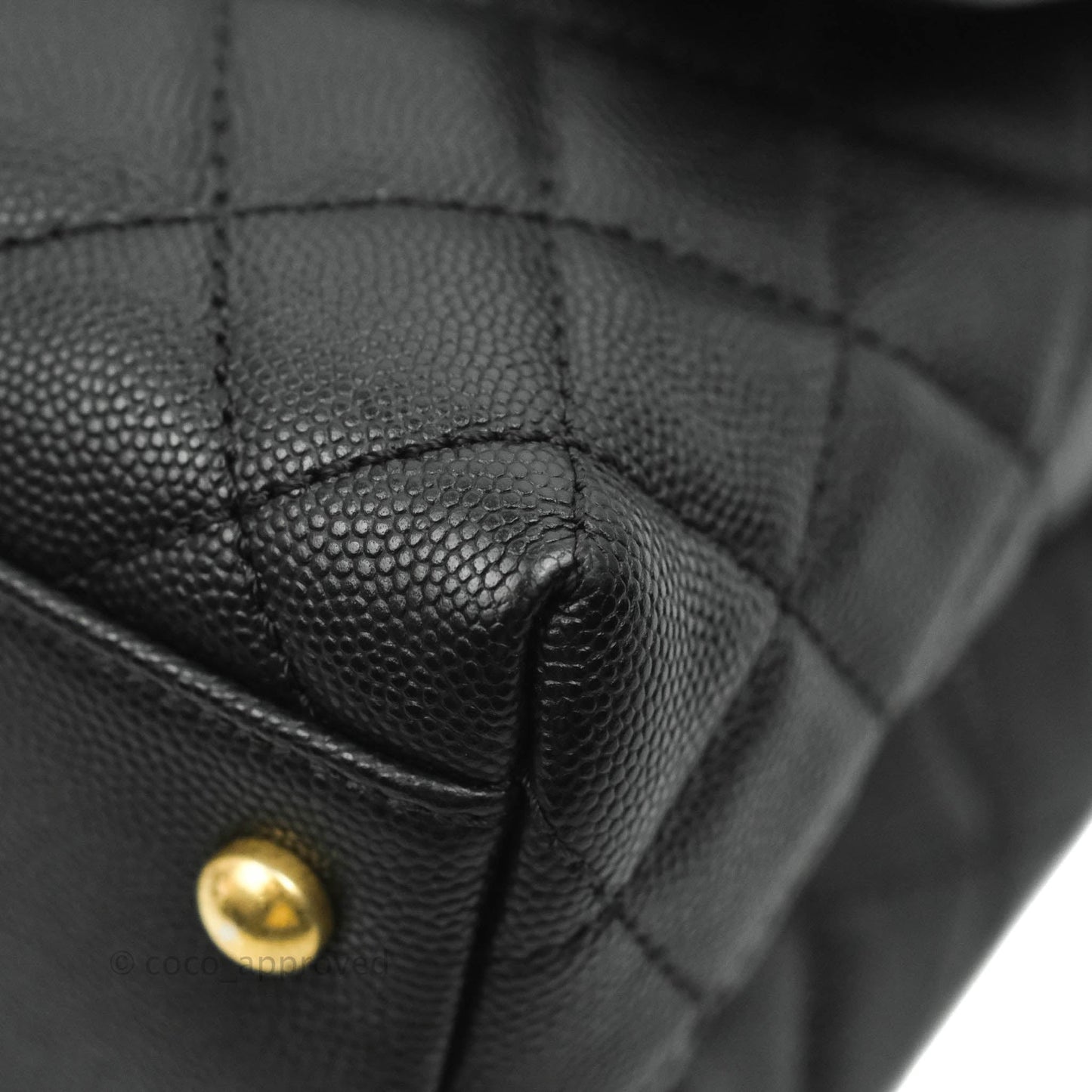 Chanel Medium Coco Handle Quilted Black Caviar Lizard Handle Gold Hardware