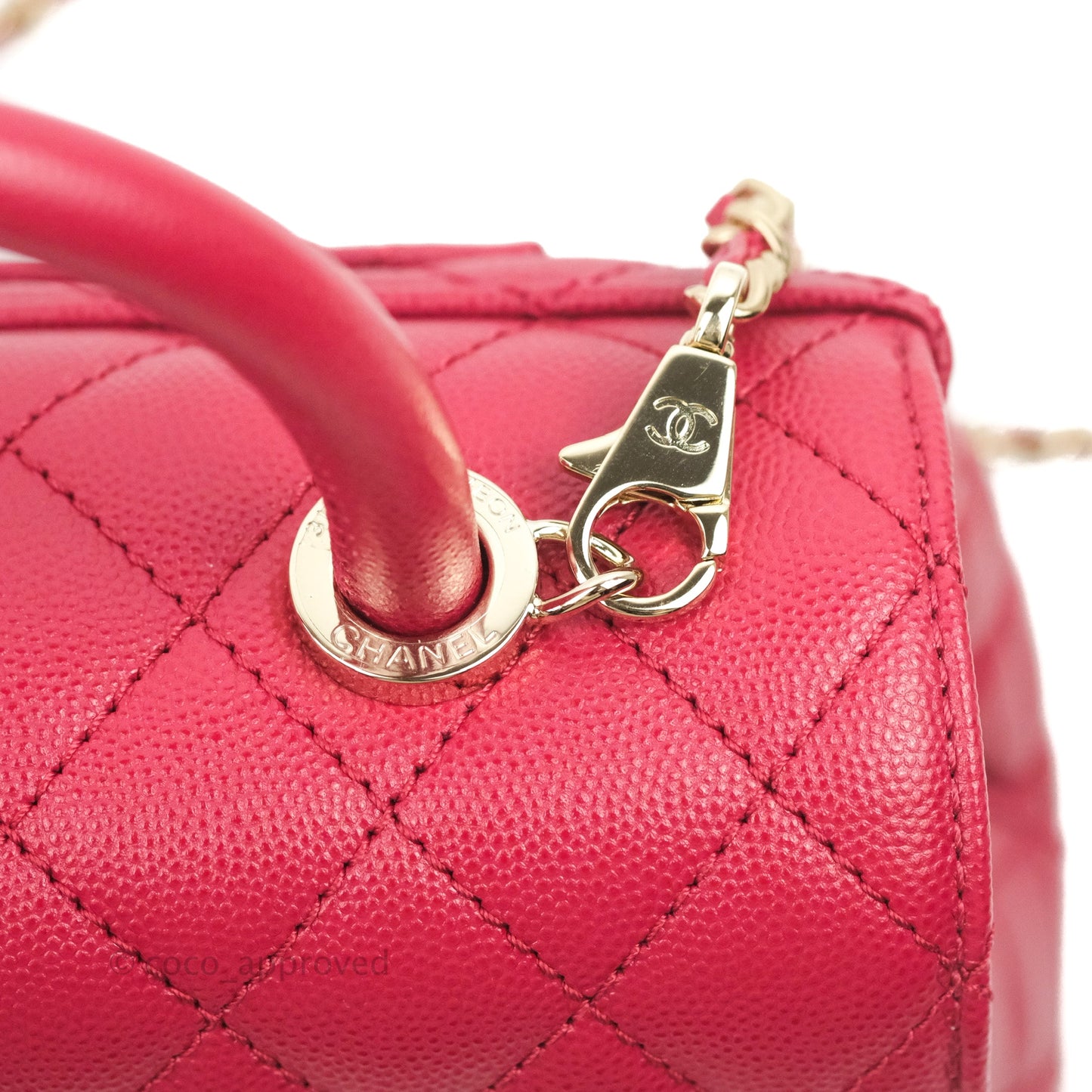 Chanel Small Coco Handle Quilted Dark Pink Caviar Gold Hardware 21A