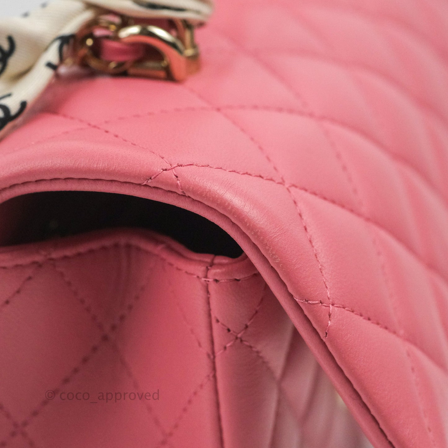 Chanel Top Handle Mini Rectangular Flap Bag Pink Lambskin Gold Hardware With Twilly
