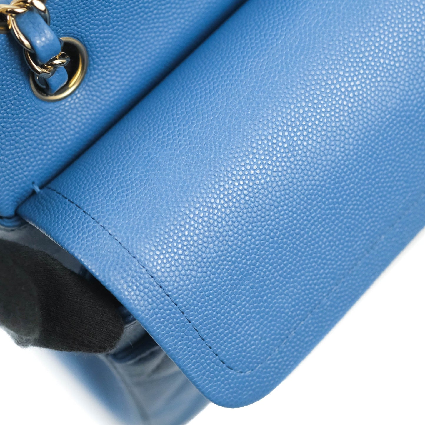 Chanel Small Classic Quilted Flap Blue Caviar Gold Hardware