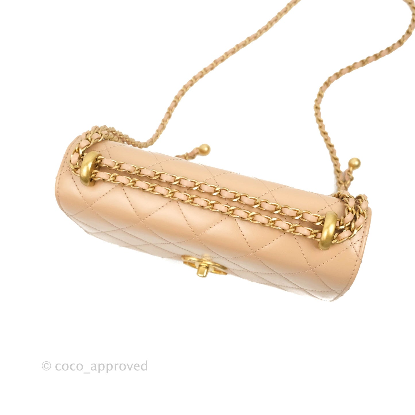Chanel Quilted Perfect Fit Adjustable Beige Calfskin Gold Hardware 21A