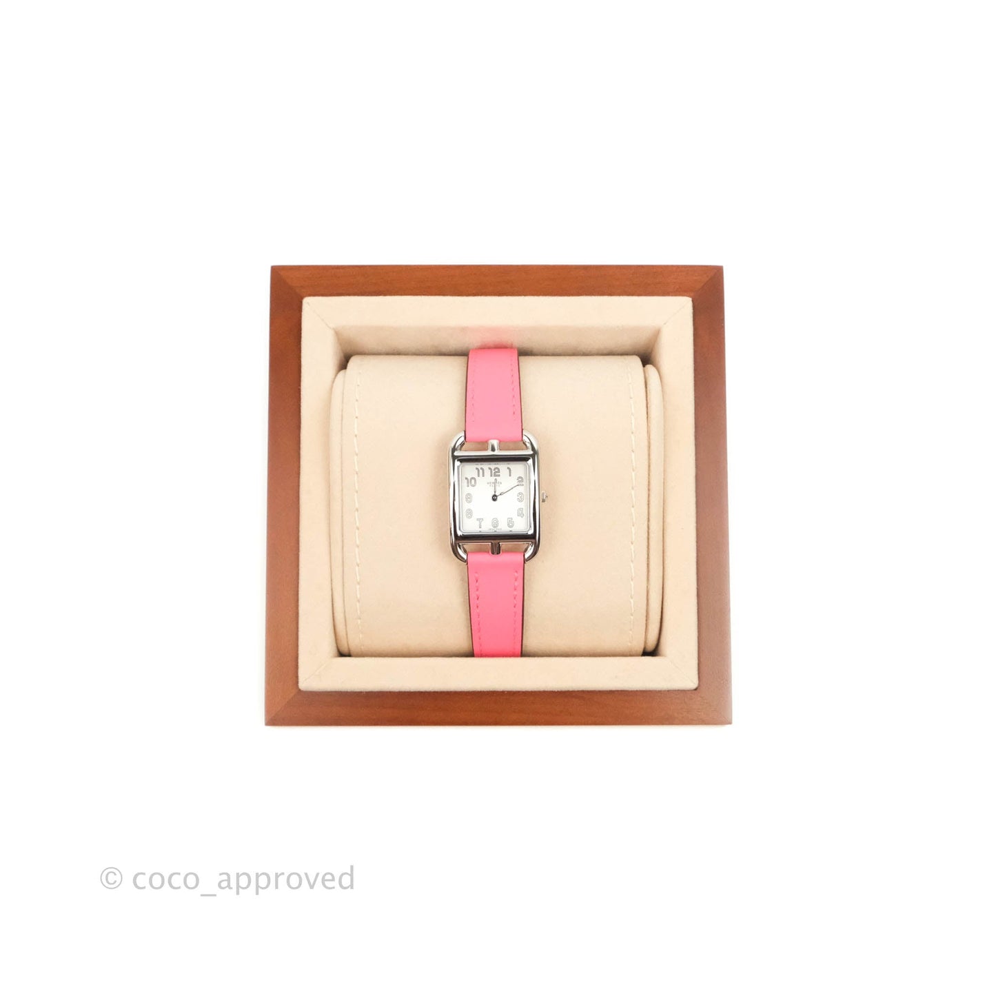 Hermès Cape Cod Steel Watch PM Pink Swift Calfskin