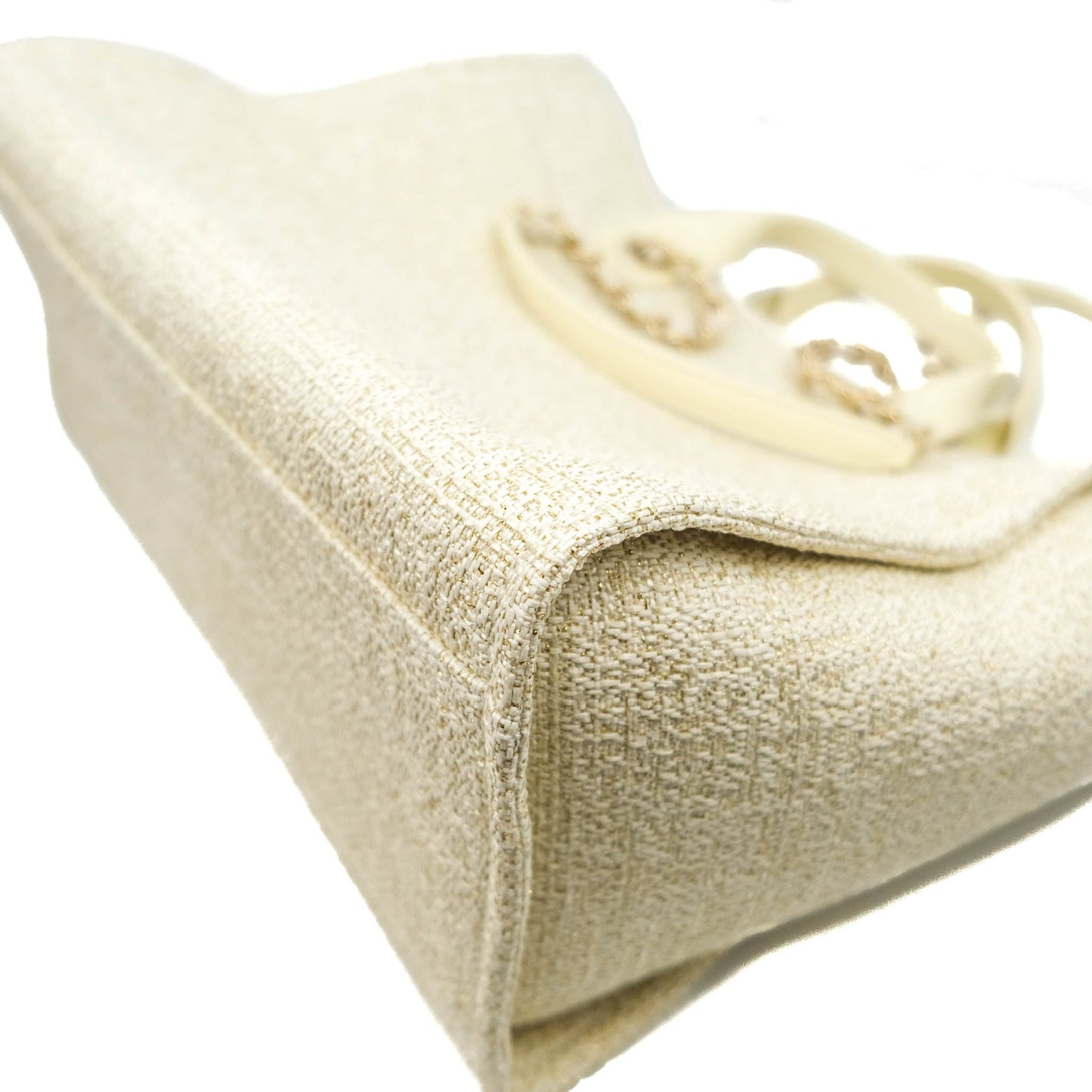 Chanel Large Deauville Iridescent Gold Beige Canvas Gold Hardware