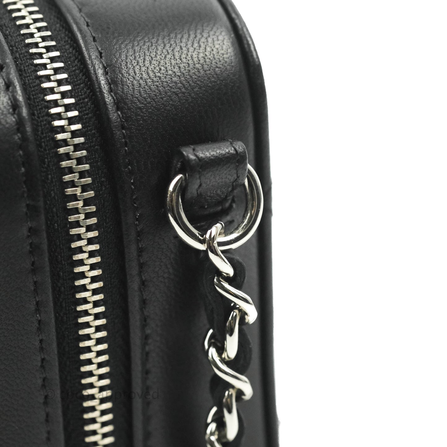 Chanel Mini Quilted Camera Case Black Lambskin Silver Hardware