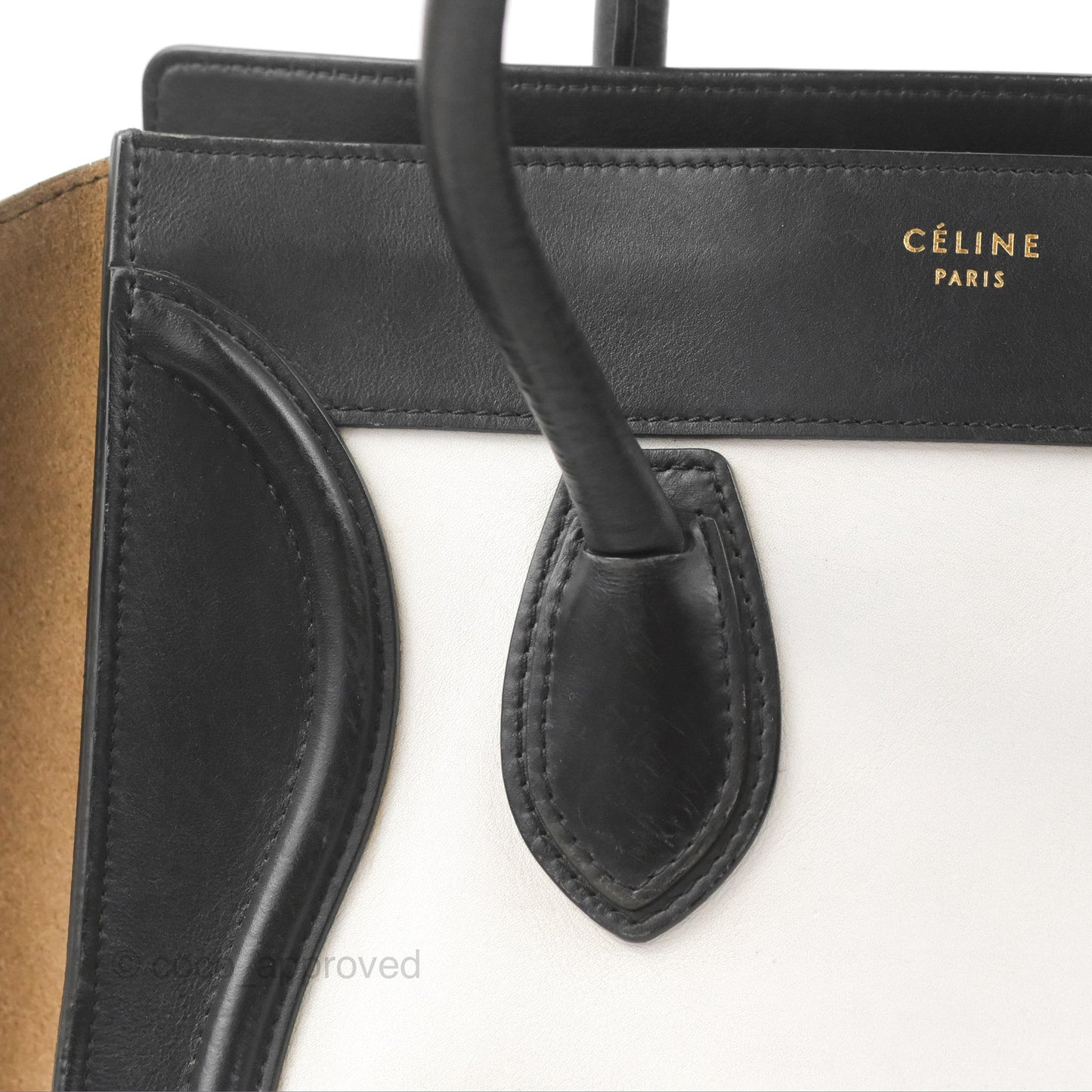 Celine Mini Luggage Bag Black/White/Brown Calfskin