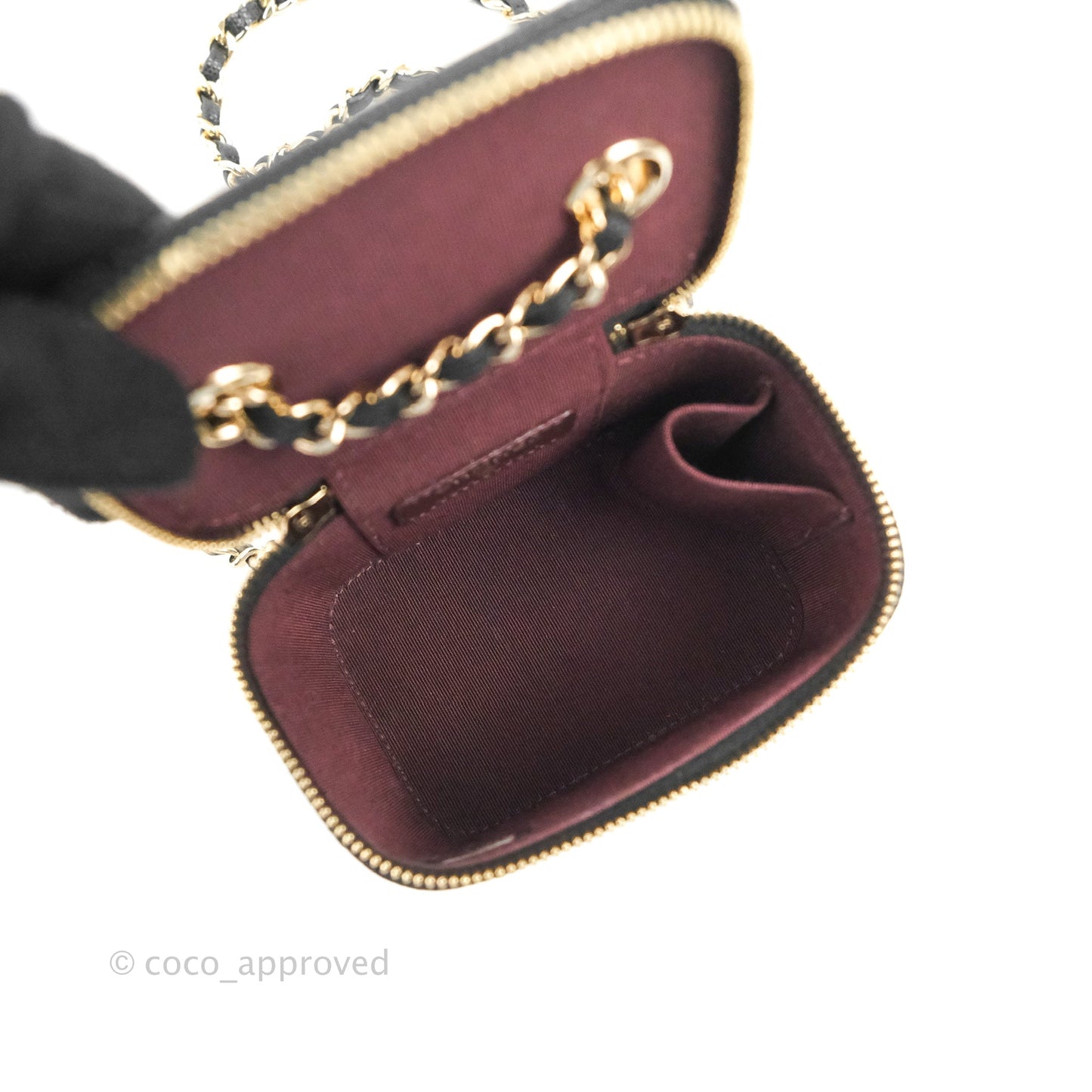 Chanel Mini Vanity With Chain Black Caviar Gold Hardware