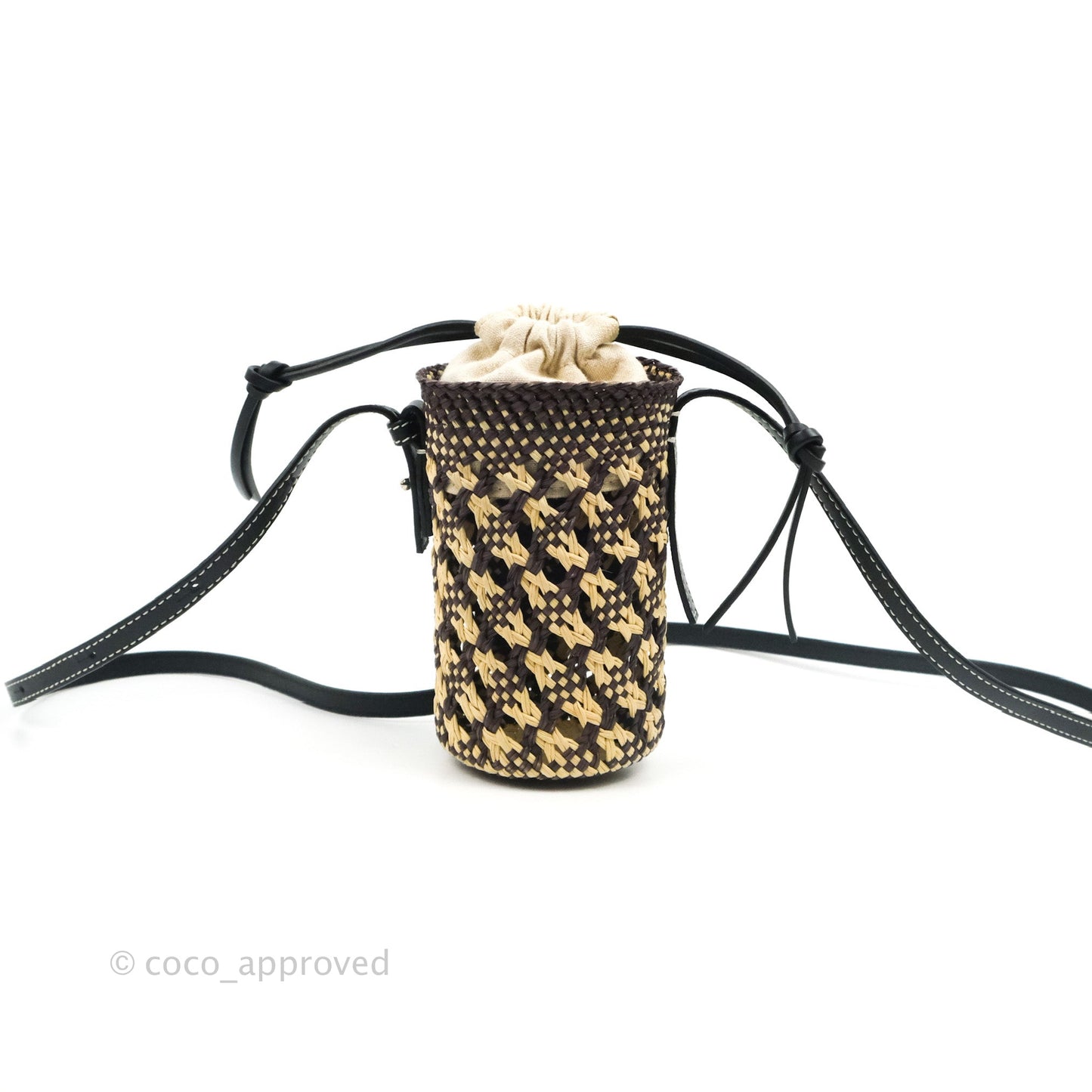 Loewe Cylinder Pocket In Raffia and Calfskin