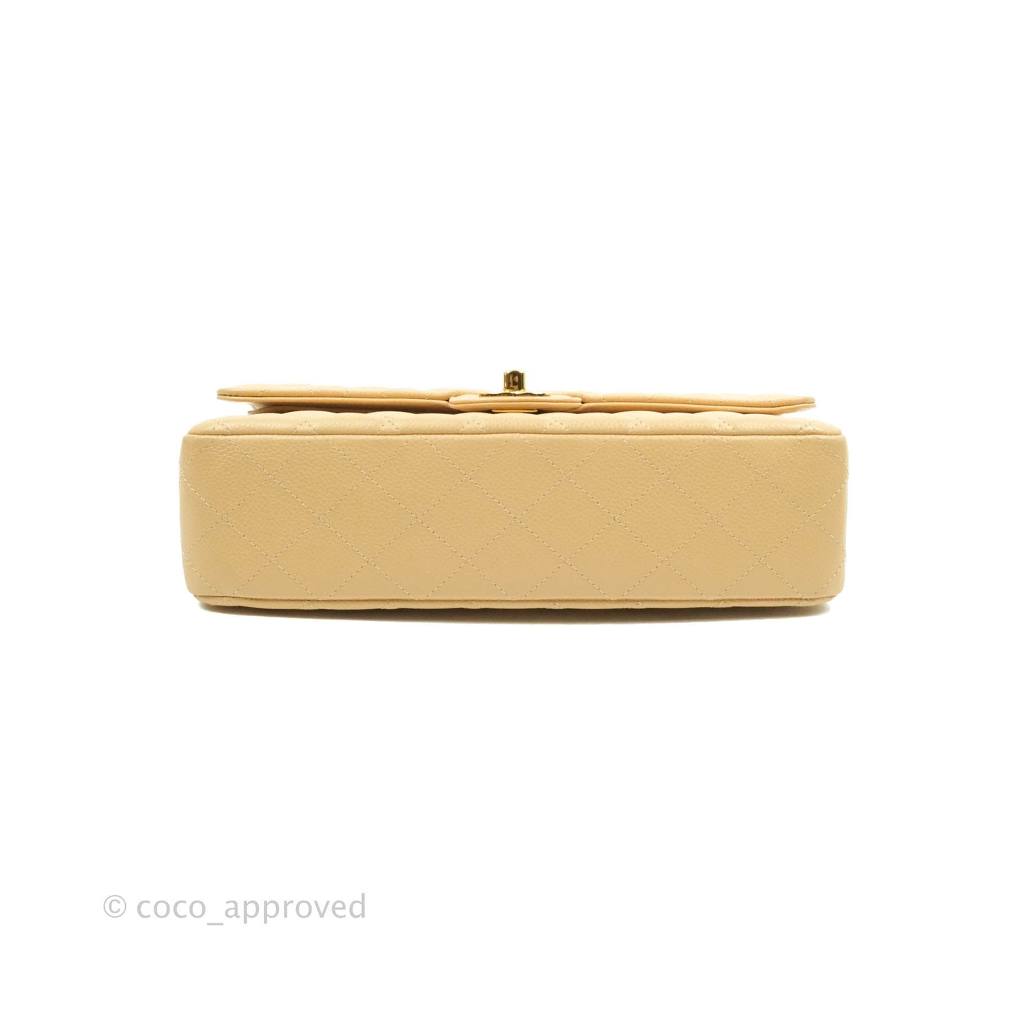 Chanel Quilted Classic M/L Medium Flap Beige Caviar Gold Hardware