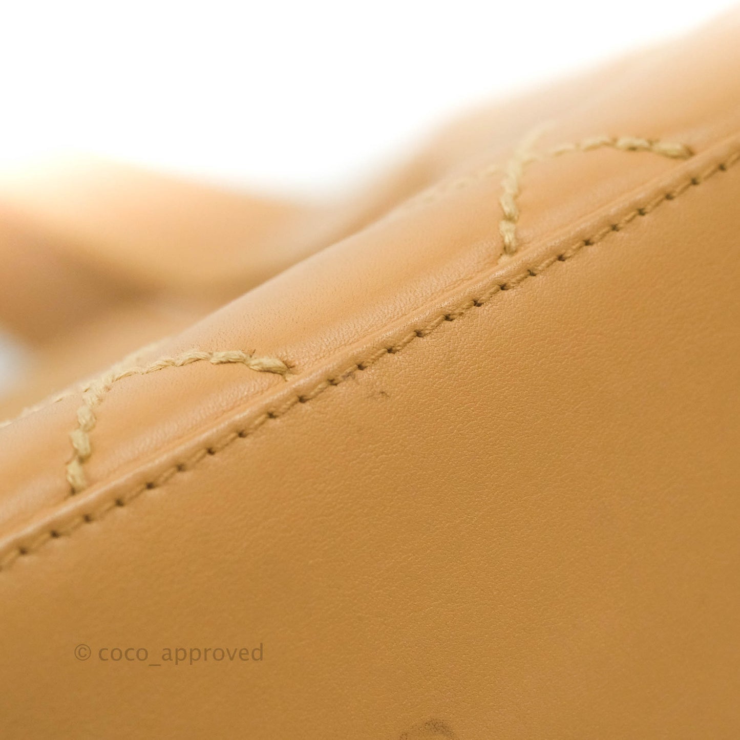 Chanel Vintage Quilted CC Tote Bag Beige Calfskin Gold Hardware