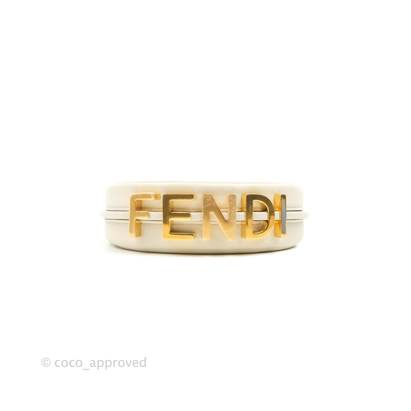 Fendi Nano Fendigraphy Hobo Bag White Gold Hardware With Twilly