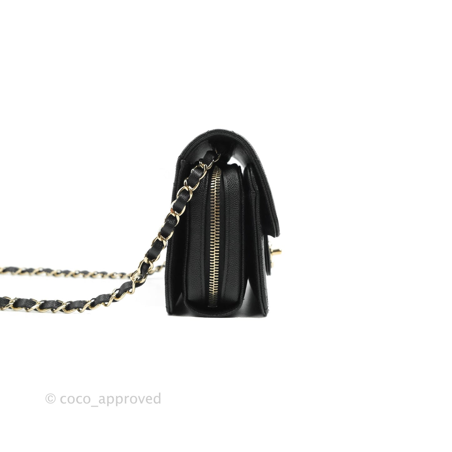 Chanel Quilted Small Like The Wallet Flap Black Caviar Light Gold Hardware 22C