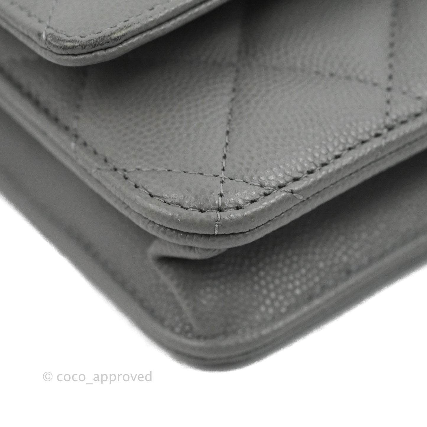 Chanel Quilted Classic Wallet on Chain WOC Grey Caviar Gold Hardware