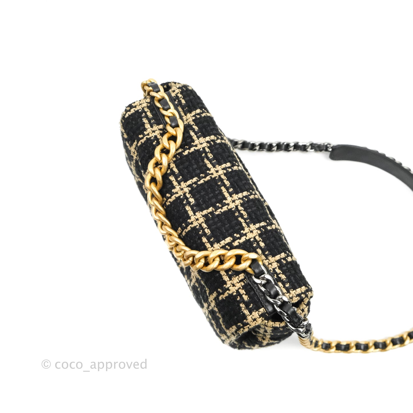 Chanel 19 Small Tweed Black Beige Mixed Hardware