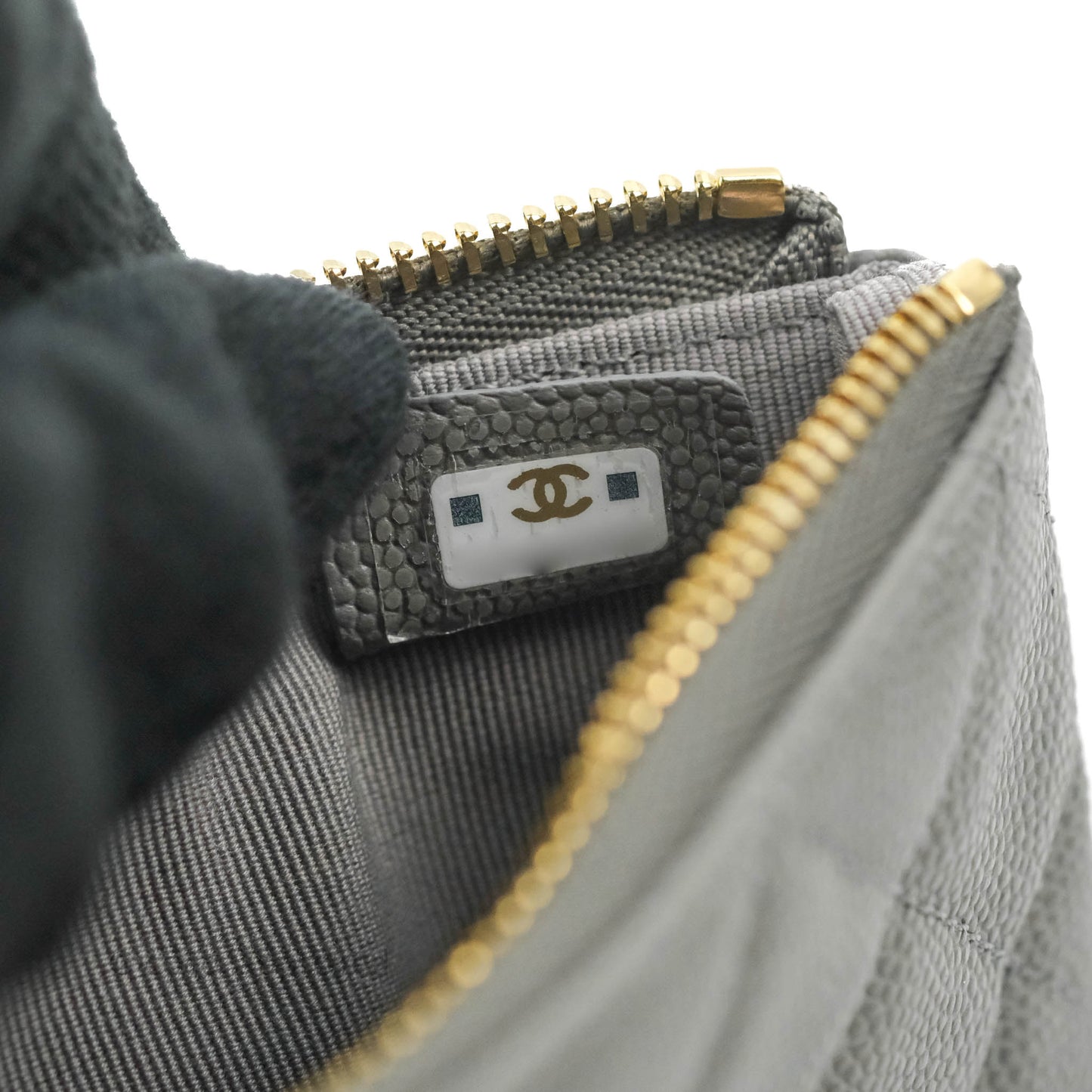 Chanel Quilted Mini O Case Grey Caviar Silver Hardware