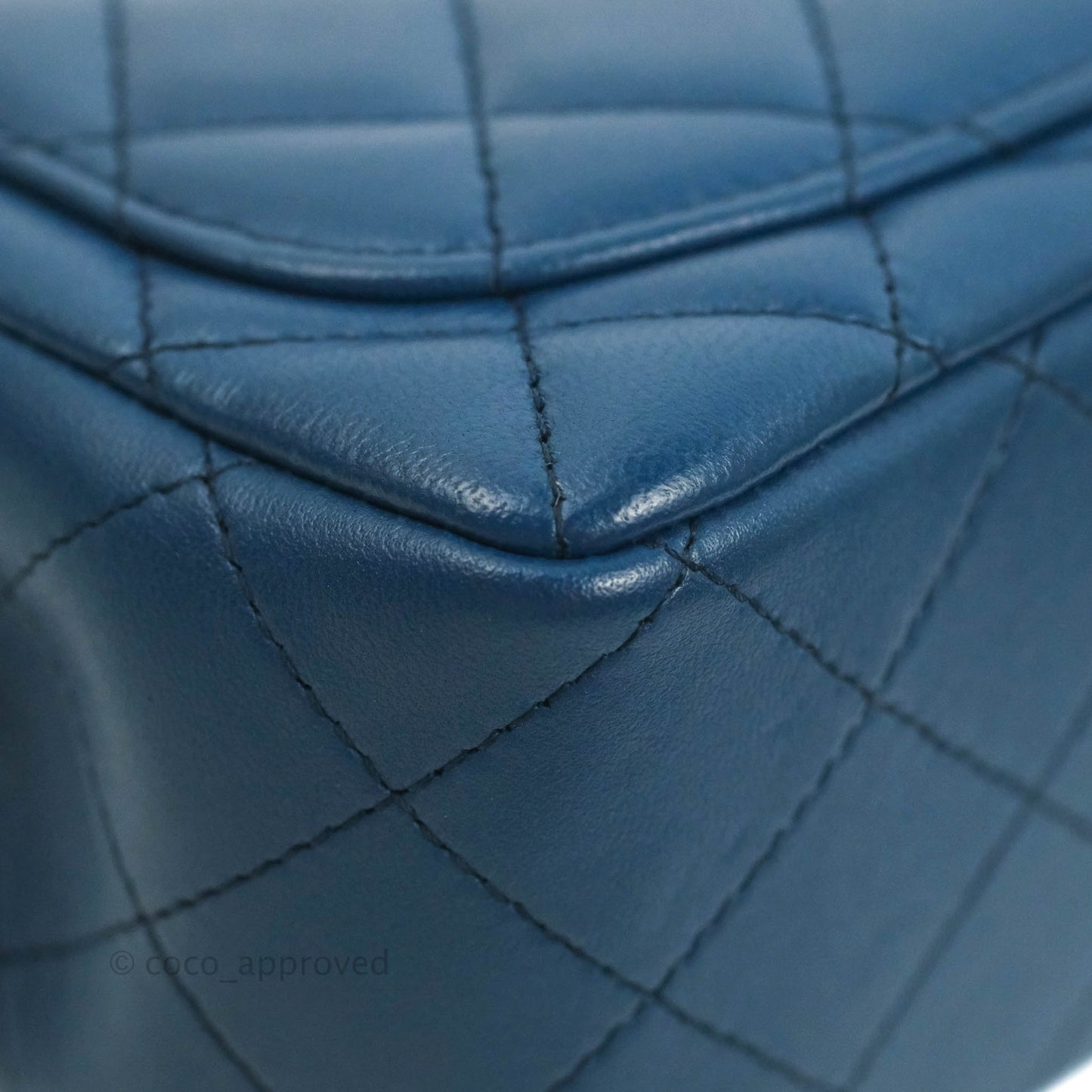 Chanel Quilted Mini Square Blue Lambskin Gold Hardware