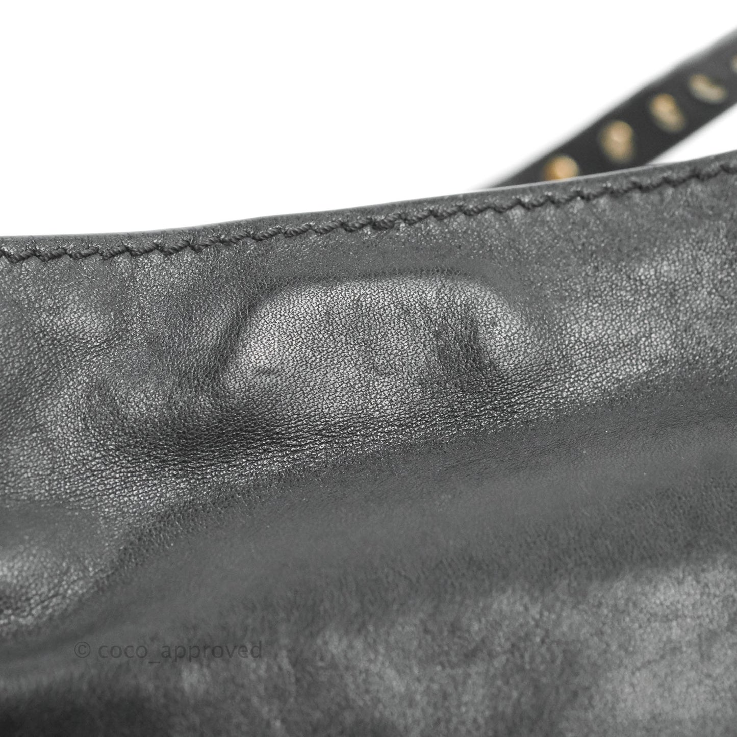 Valentino Garavani Small Trapeze Rockstud Black Grained Calfskin Gold Hardware