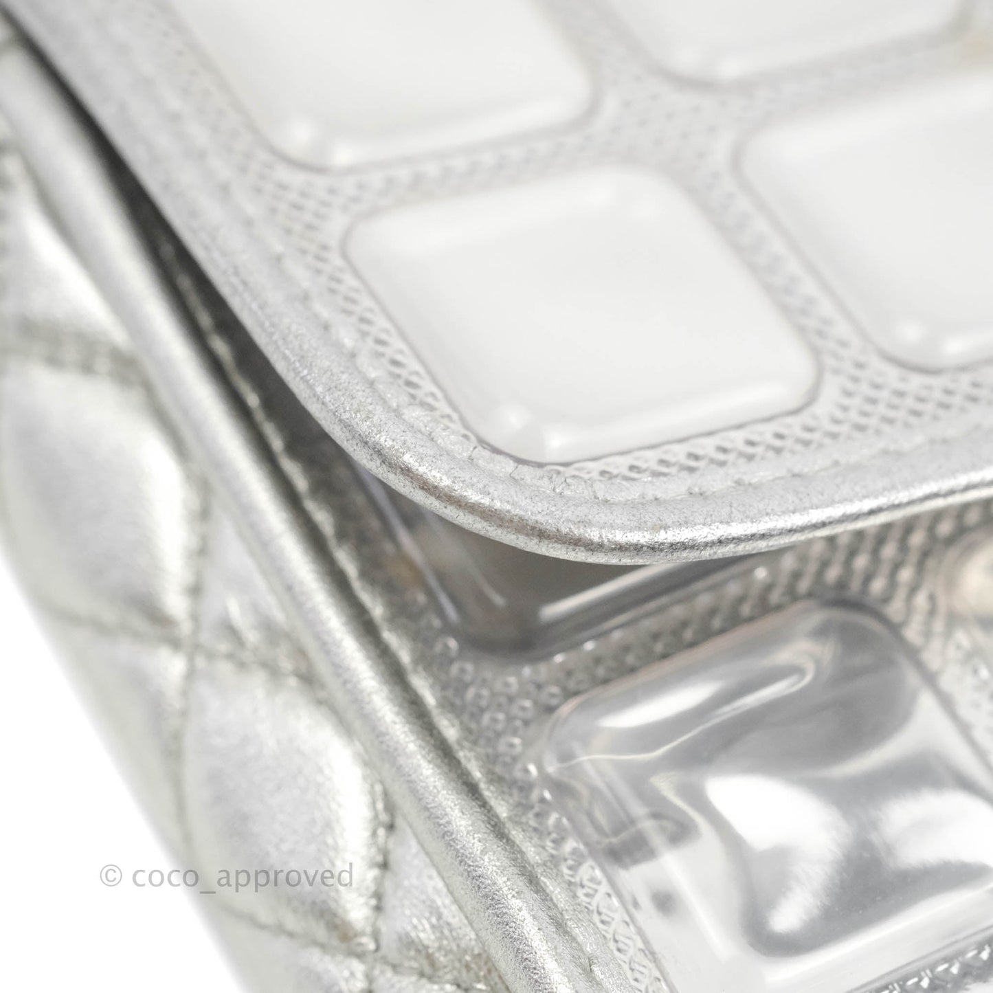 Chanel Vinyl Ice Cube Flap Bag Metallic Silver Silver Hardware