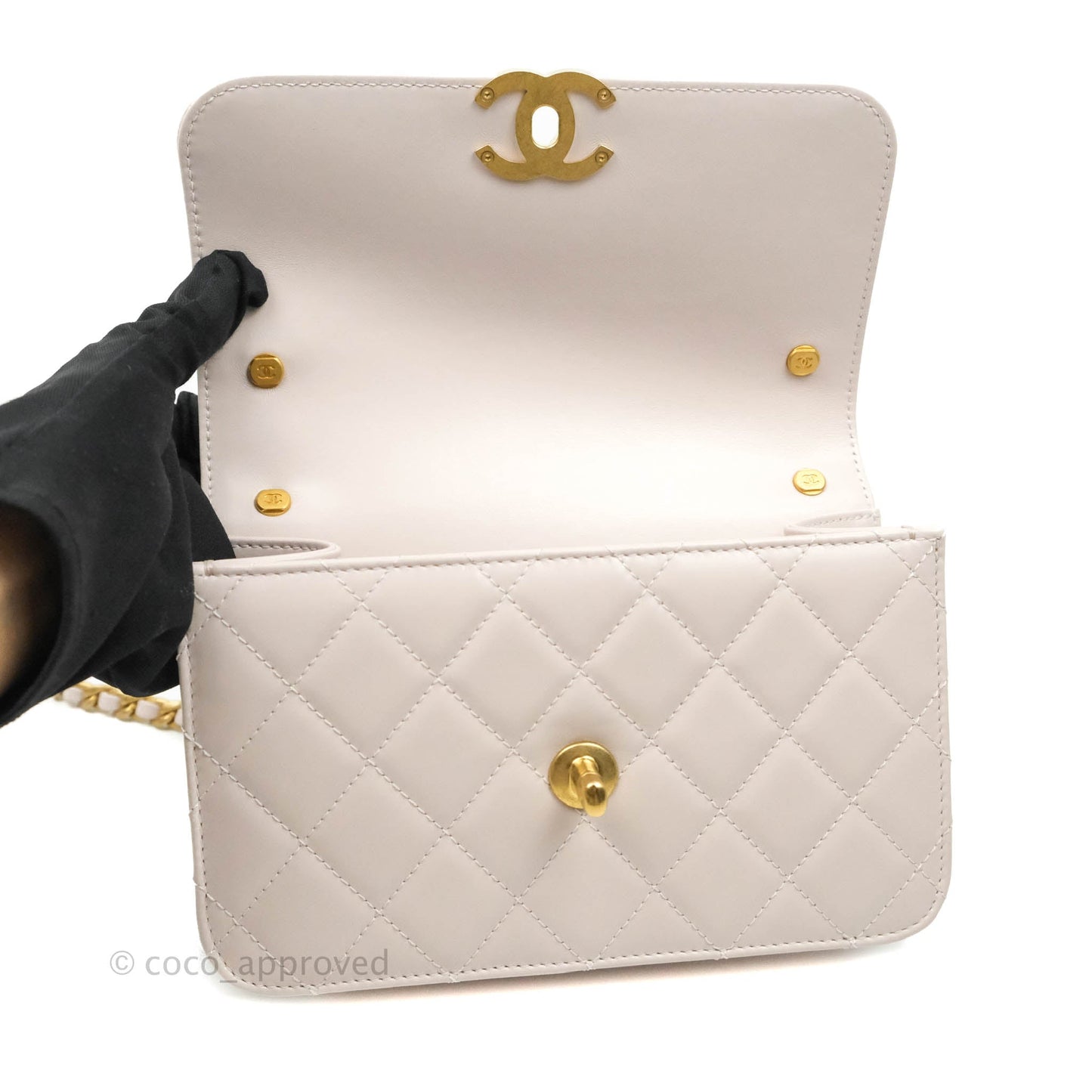 Chanel Mini Flap Light Lilac Glazed Calfskin Aged Gold Hardware