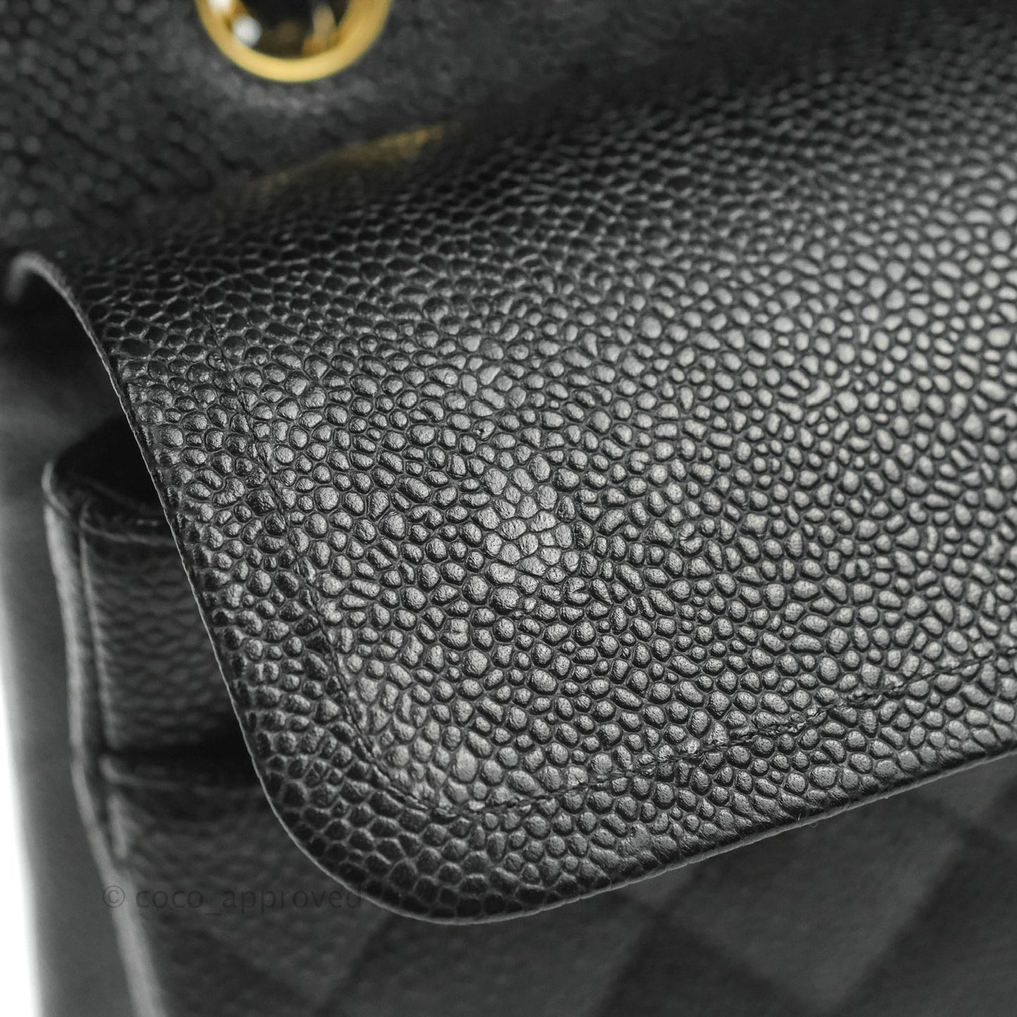 Chanel Classic M/L Medium Double Flap Black Caviar 24k Gold Hardware